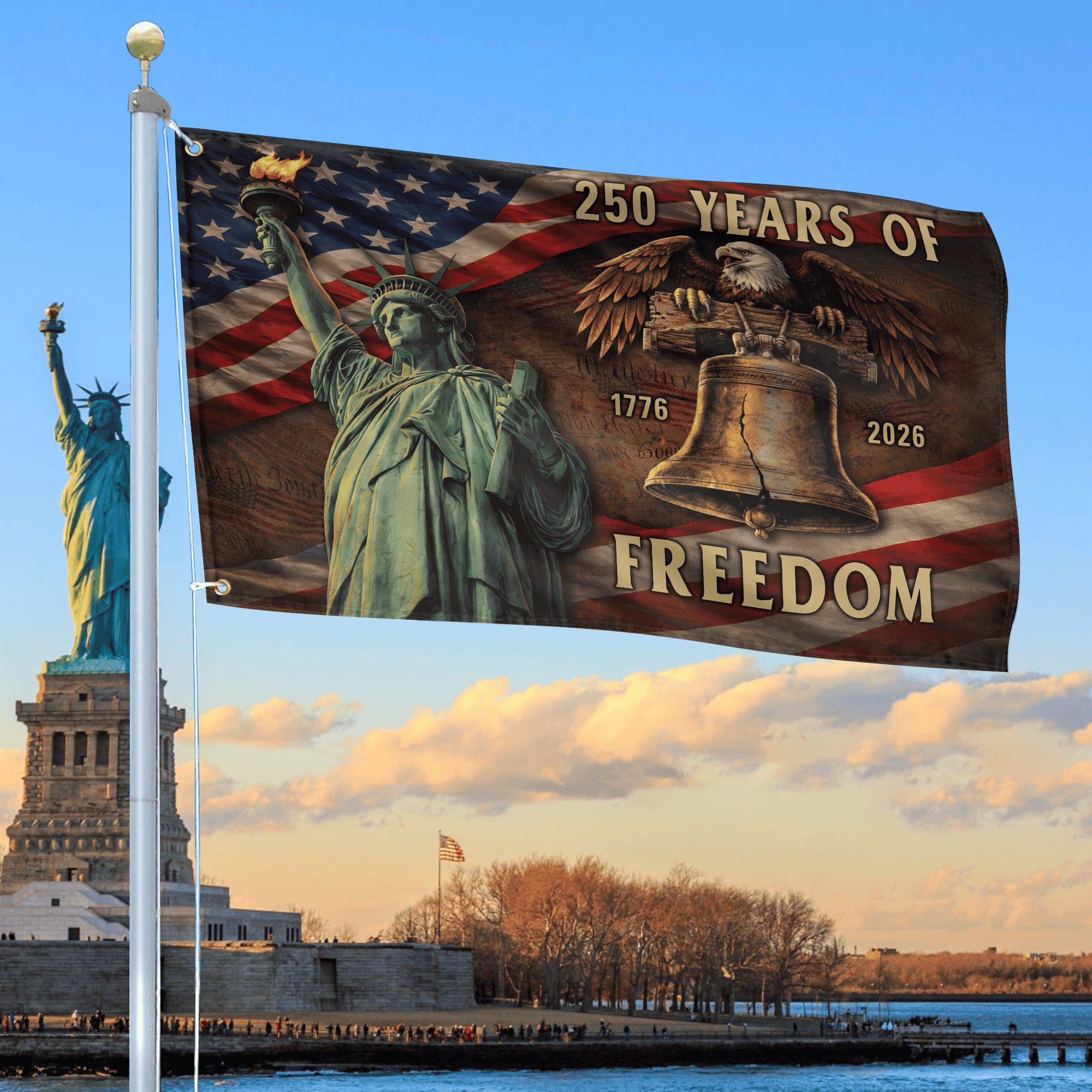 Premium America 250th Anniversary Grommet Flag, America 250th Flag, America 250th Birthday, Best Gifts On Independence Day, Veterans Day.