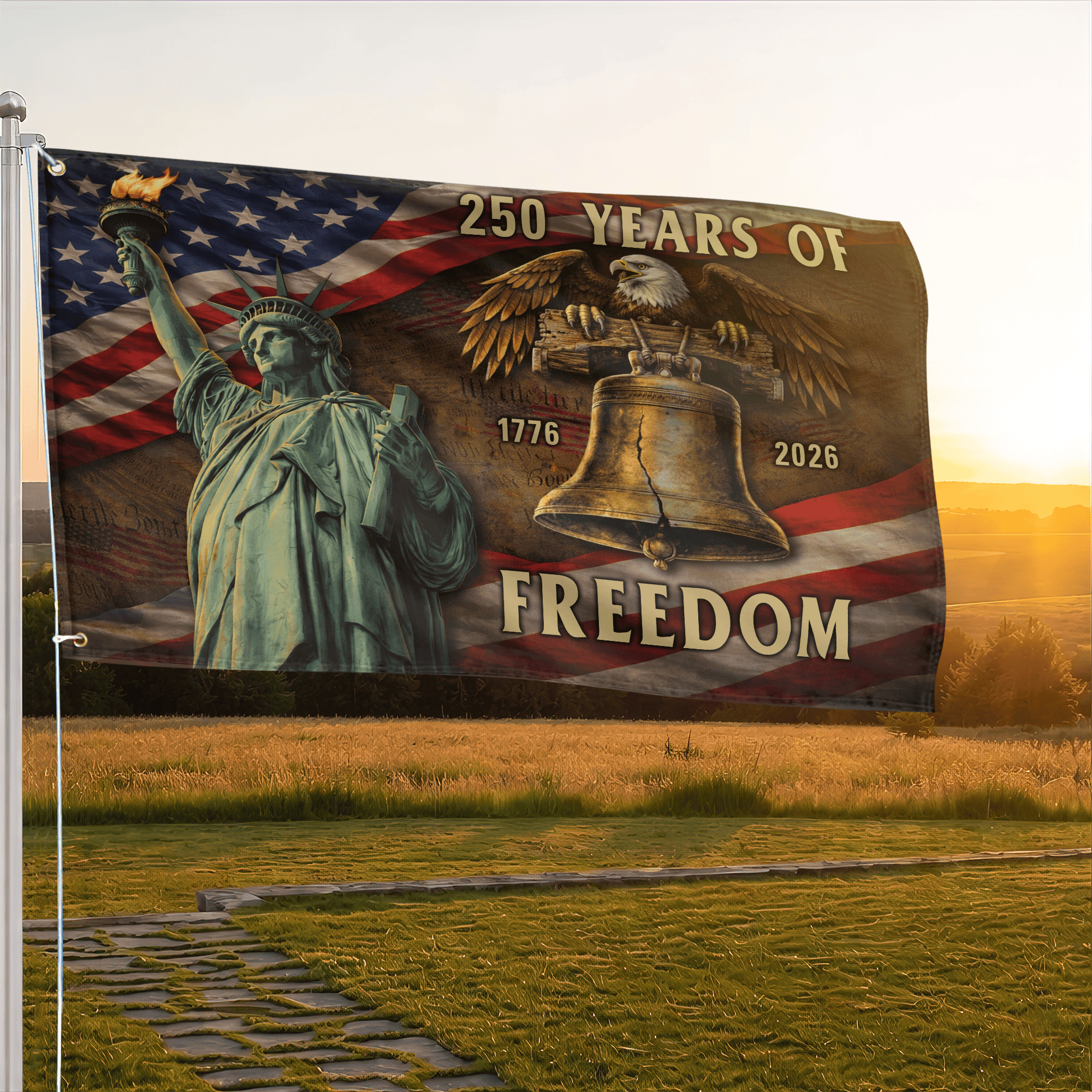 Premium America 250th Anniversary Grommet Flag, America 250th Flag, America 250th Birthday, Best Gifts On Independence Day, Veterans Day.