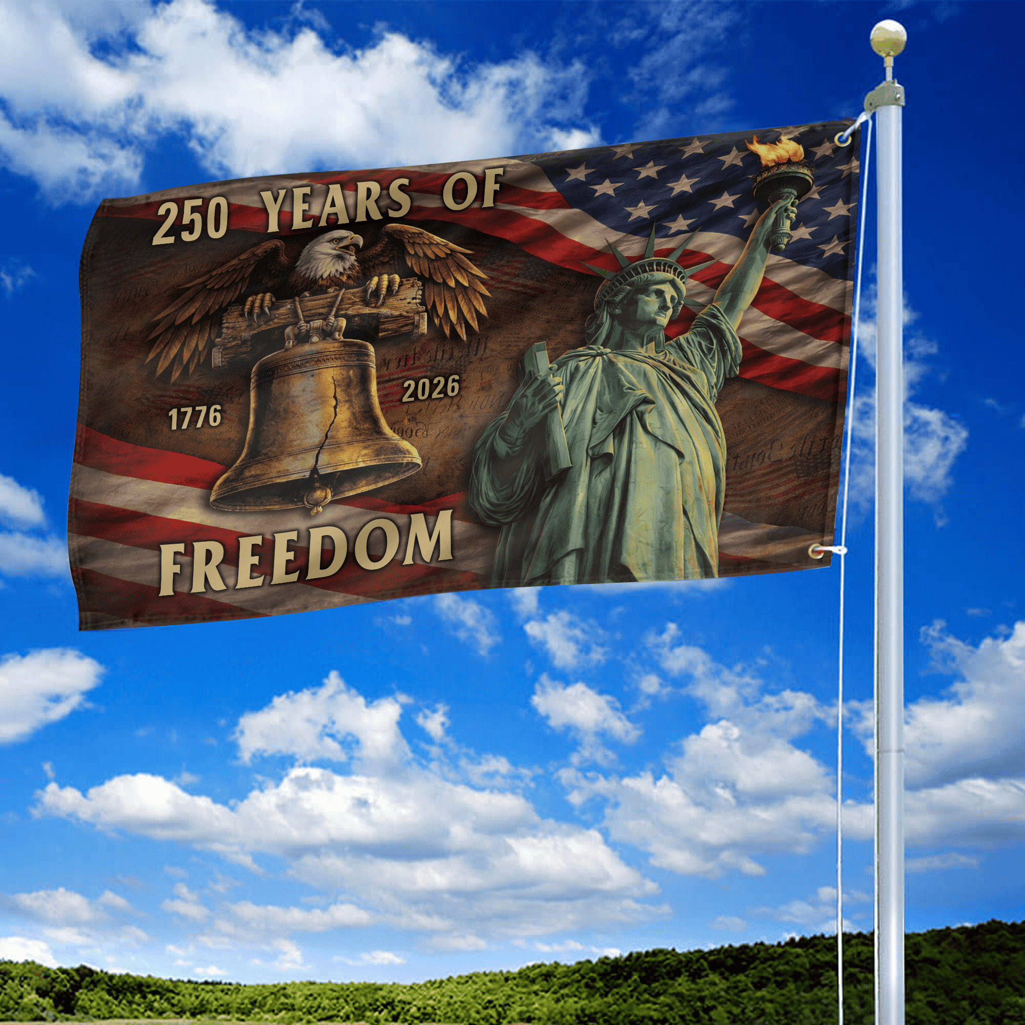 Premium America 250th Anniversary Grommet Flag, America 250th Flag, America 250th Birthday, Best Gifts On Independence Day, Veterans Day.