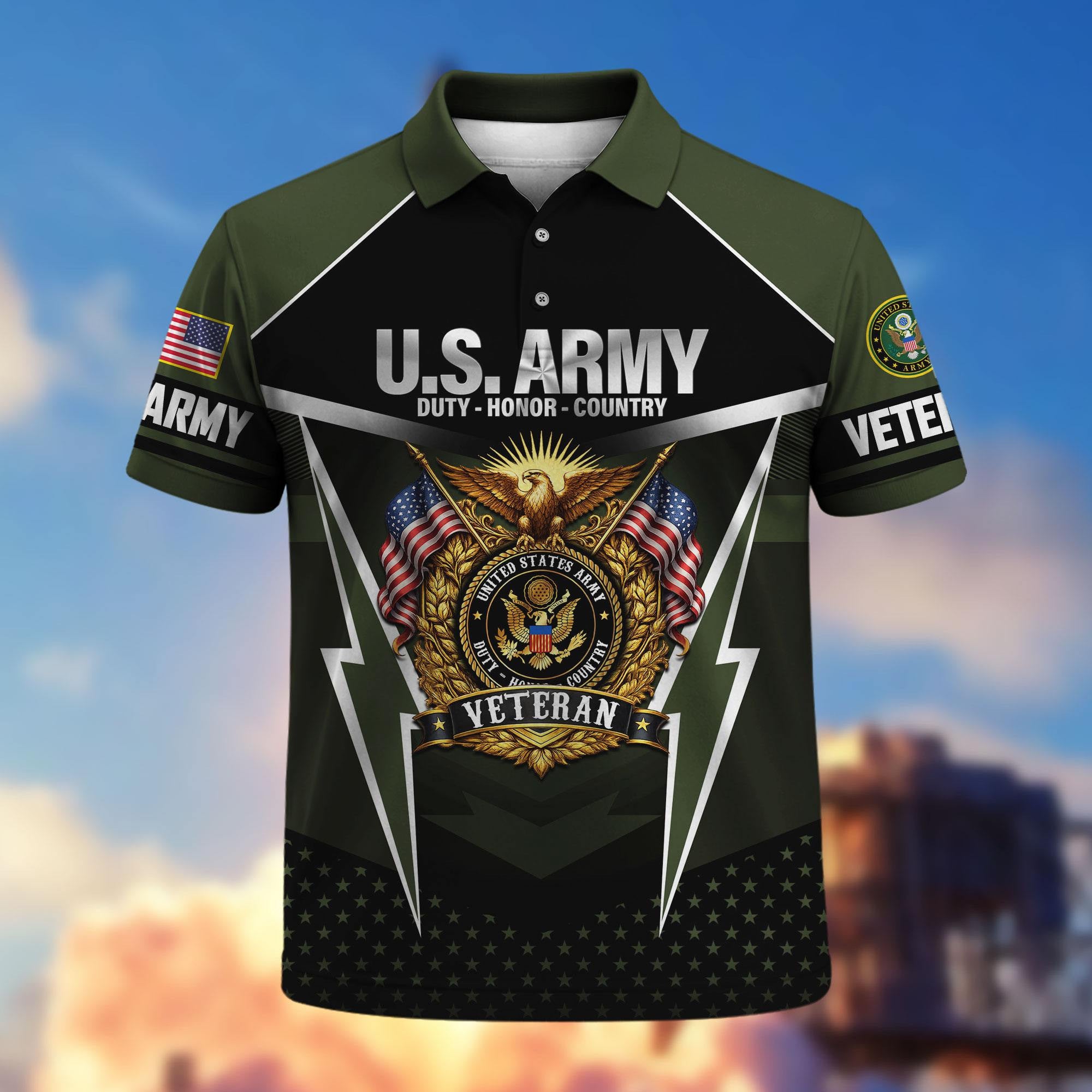 Premium US Veterans Polo Shirt, Gifts For US Veterans, Gifts On Father's Day, Veterans Day.