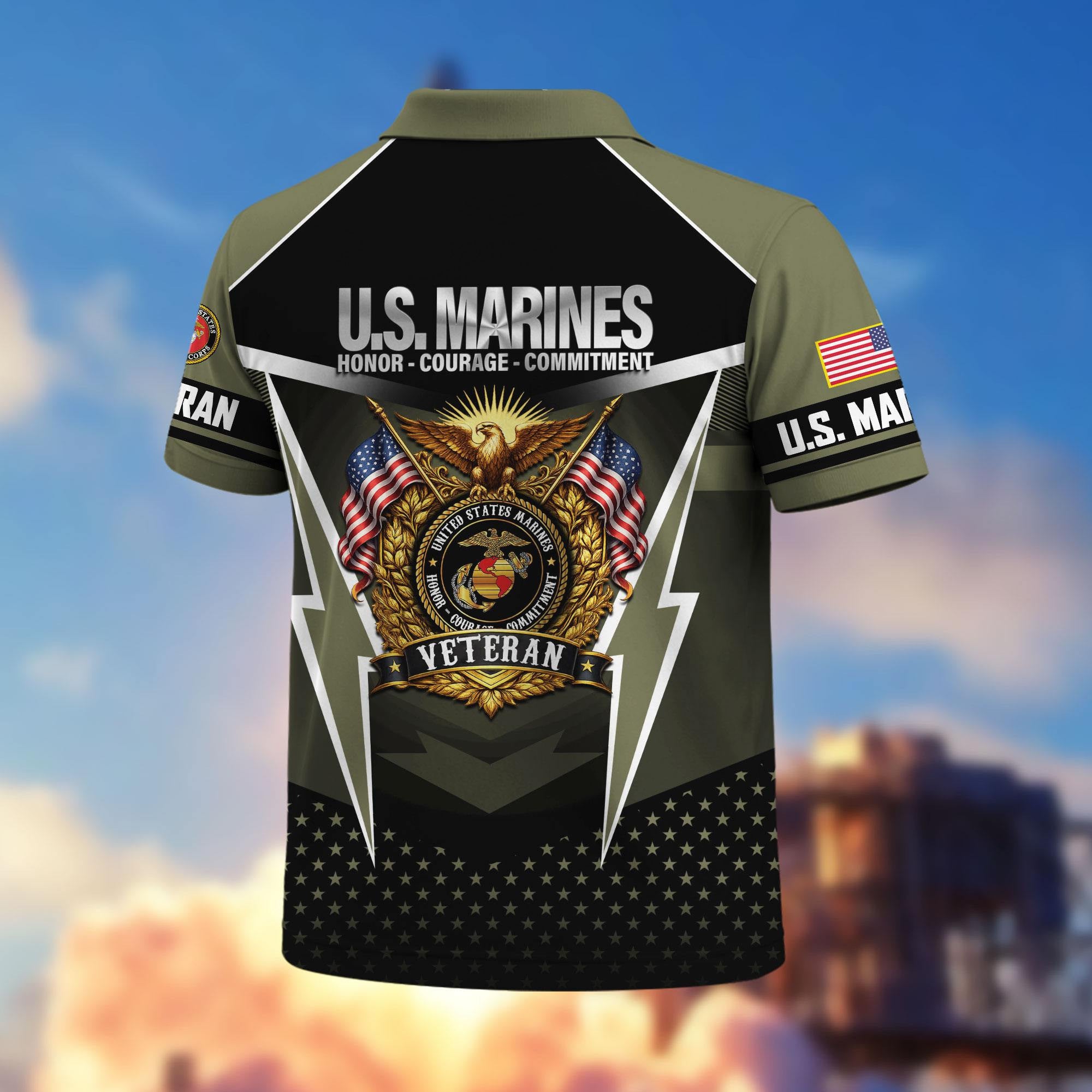 Premium US Veterans Polo Shirt, Gifts For US Veterans, Gifts On Father's Day, Veterans Day.