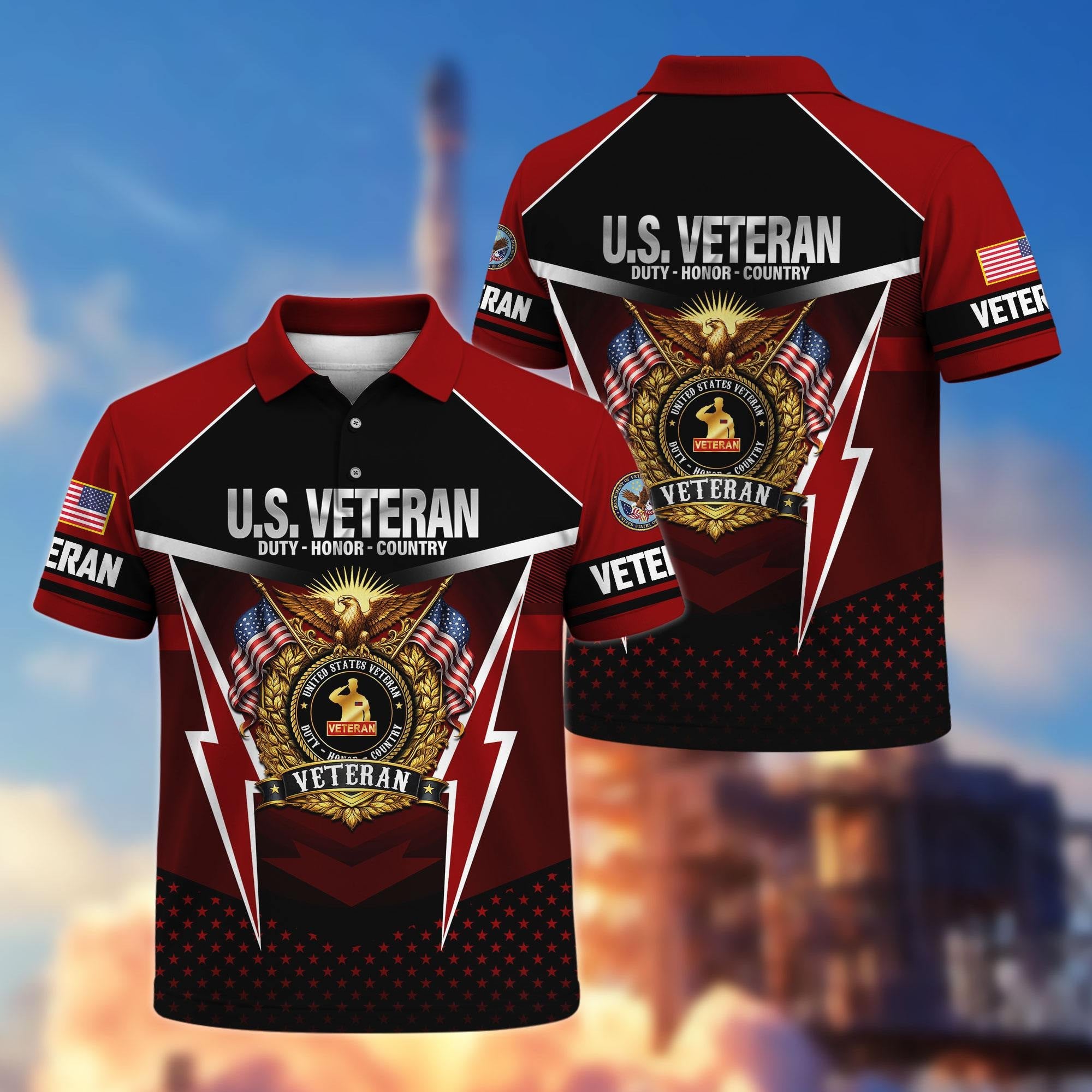 Premium US Veterans Polo Shirt, Gifts For US Veterans, Gifts On Father's Day, Veterans Day.