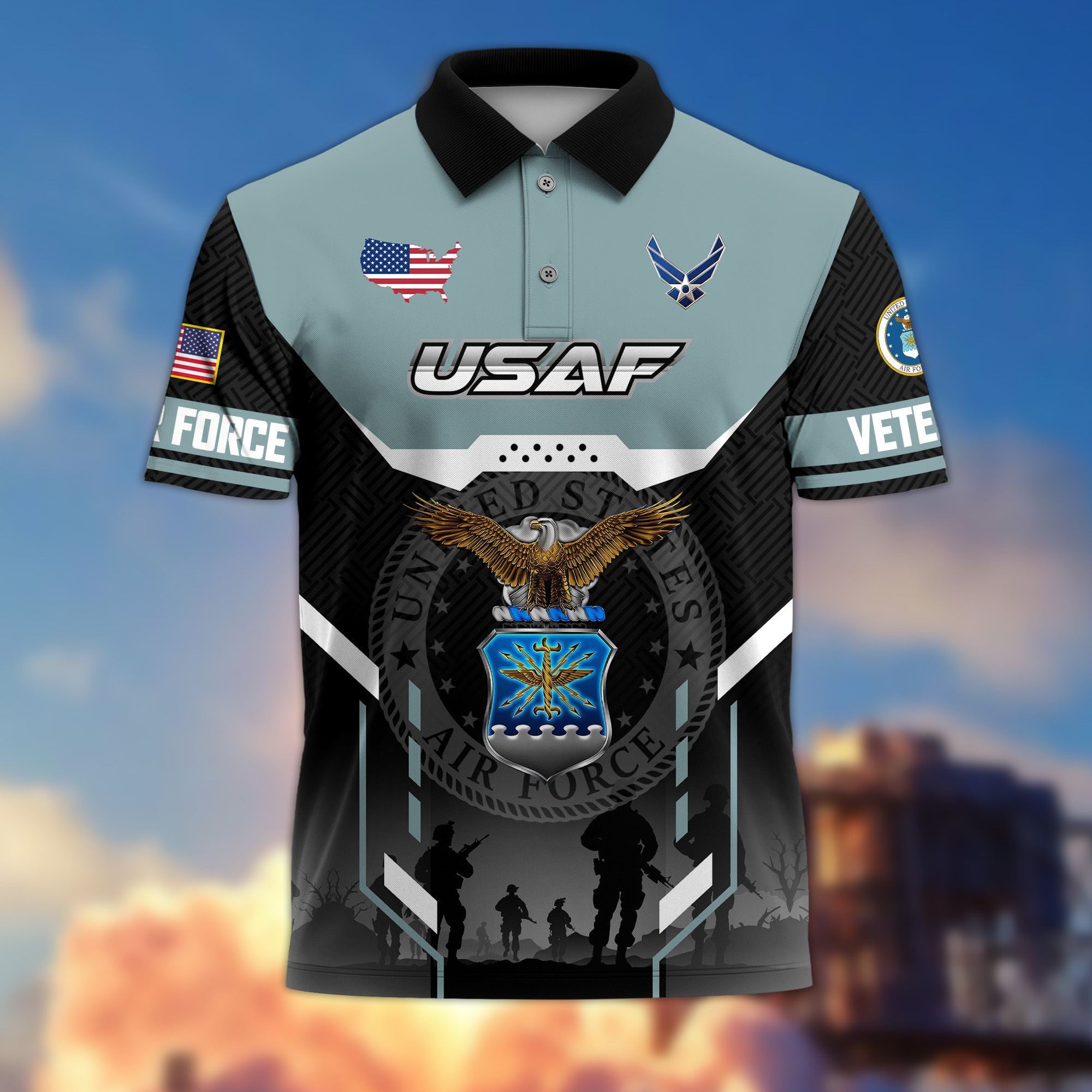 Premium US Veterans Polo Shirt, Gifts For US Veterans, Gifts On Father's Day, Veterans Day.