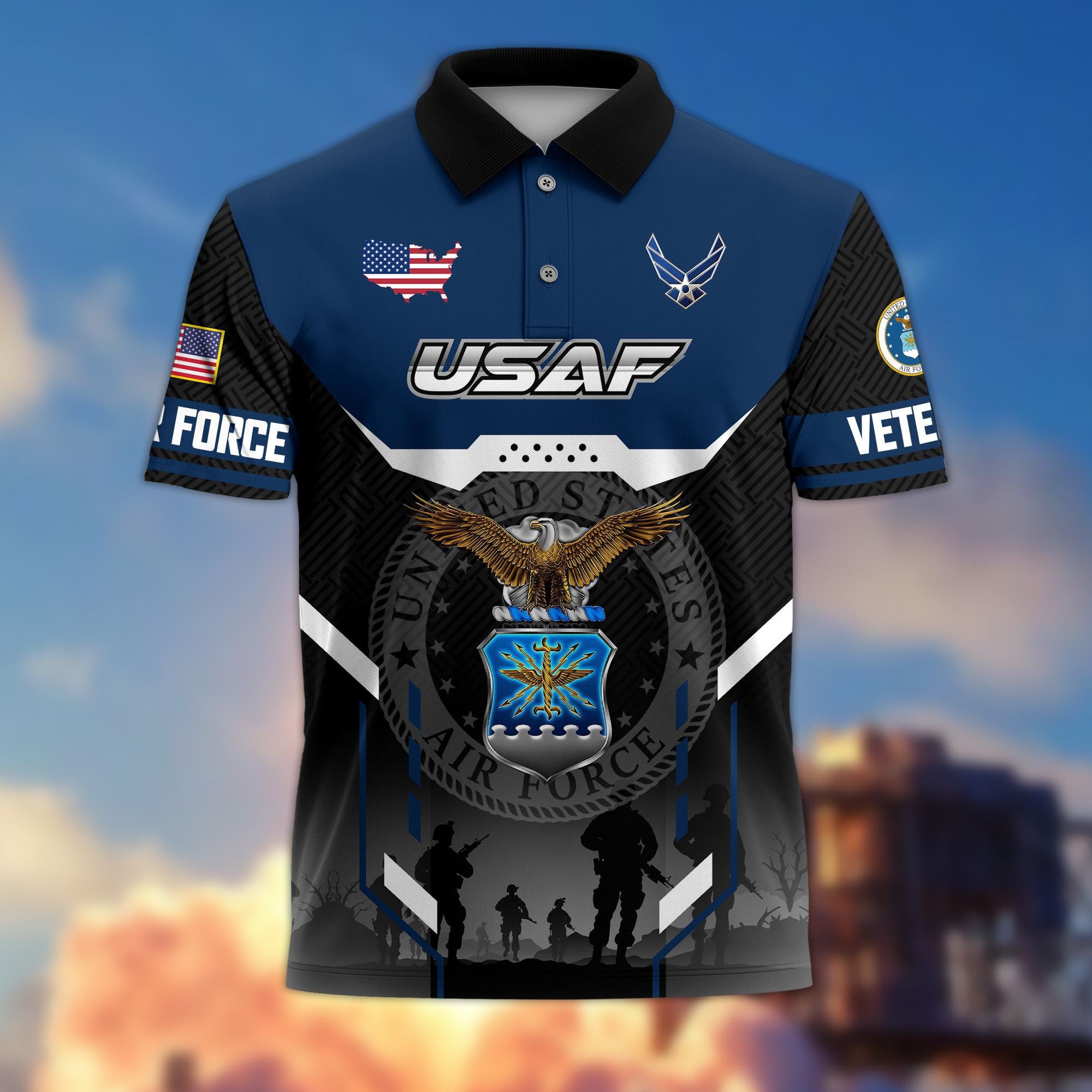 Premium US Veterans Polo Shirt, Gifts For US Veterans, Gifts On Father's Day, Veterans Day.