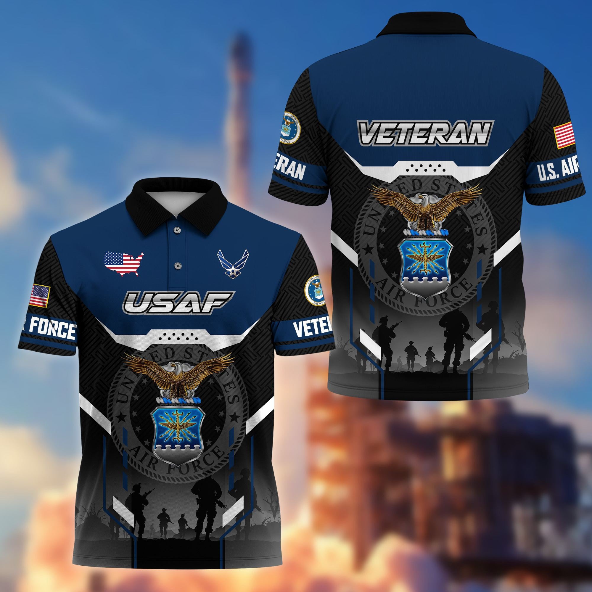 Premium US Veterans Polo Shirt, Gifts For US Veterans, Gifts On Father's Day, Veterans Day.