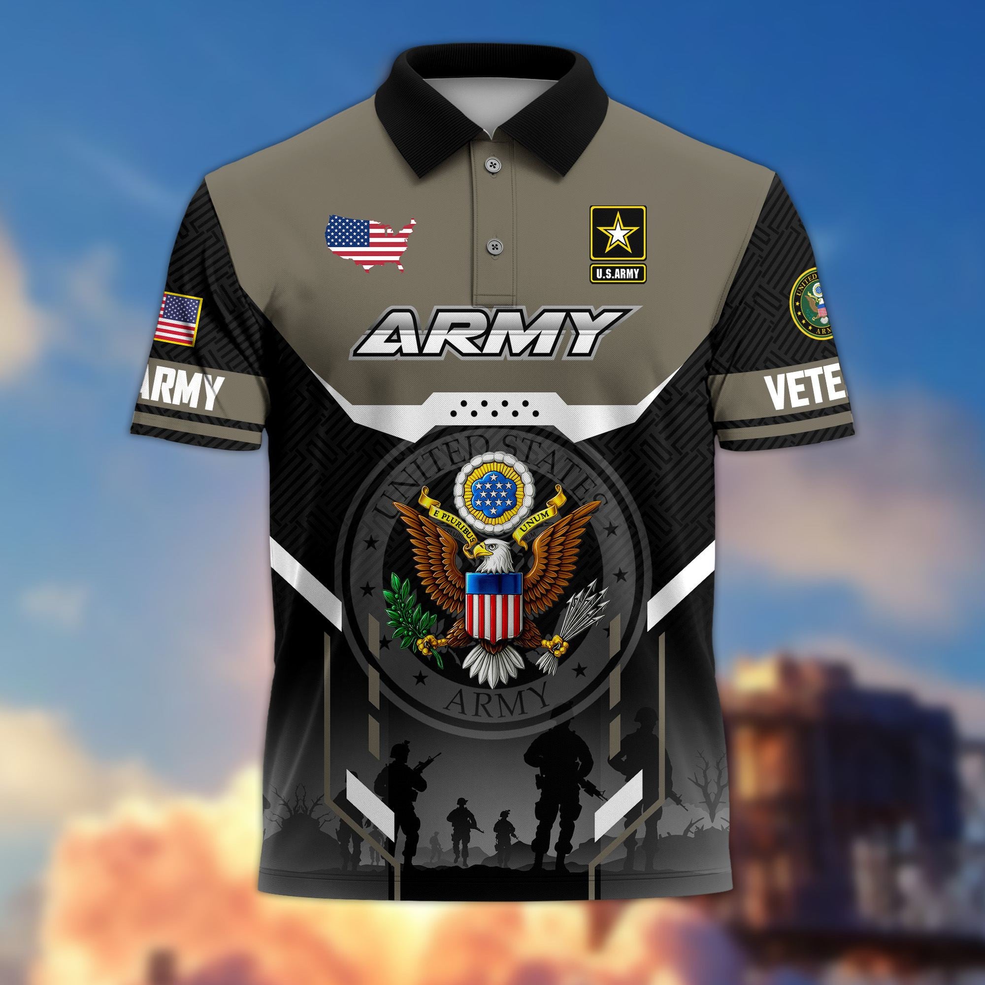 Premium US Veterans Polo Shirt, Gifts For US Veterans, Gifts On Father's Day, Veterans Day.