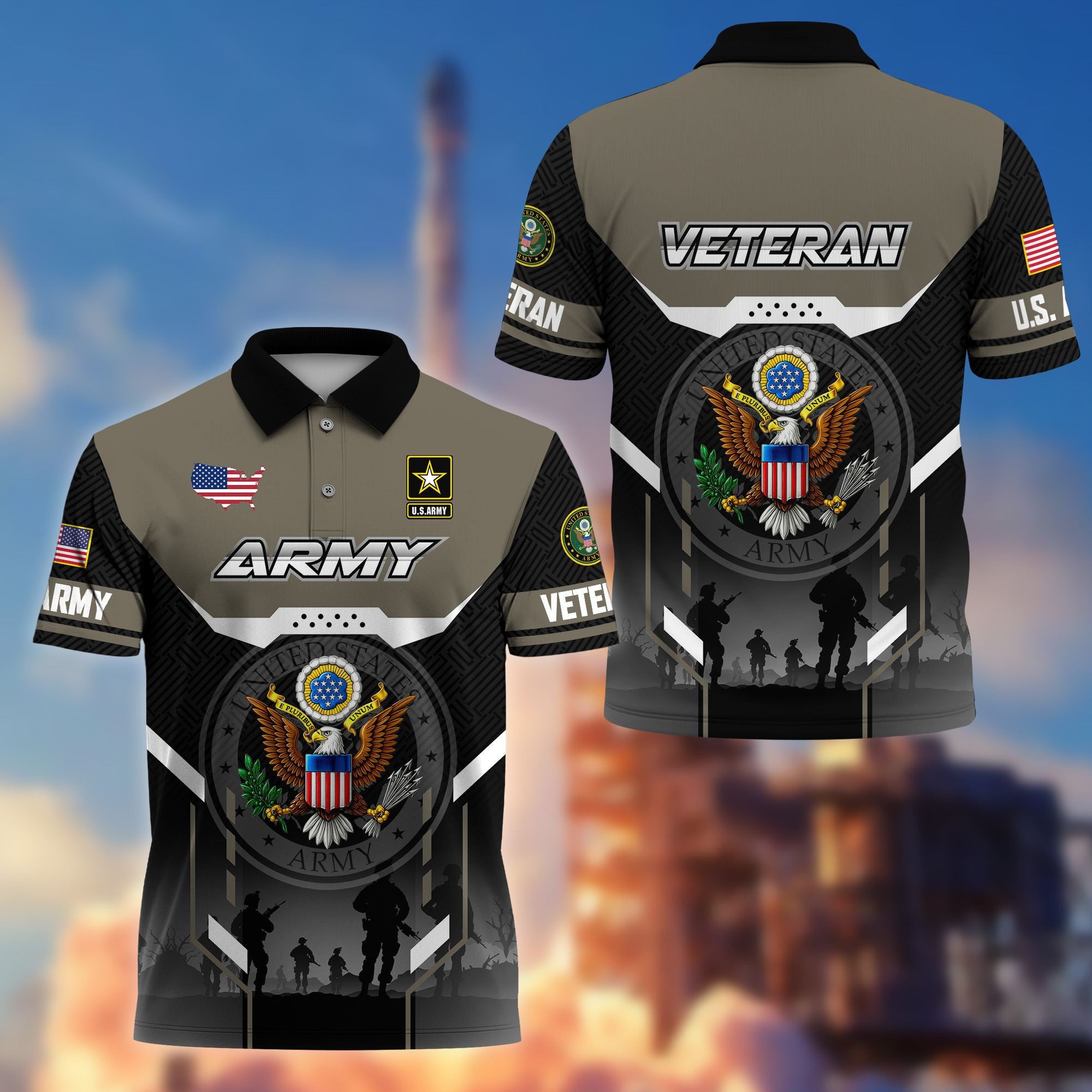 Premium US Veterans Polo Shirt, Gifts For US Veterans, Gifts On Father's Day, Veterans Day.
