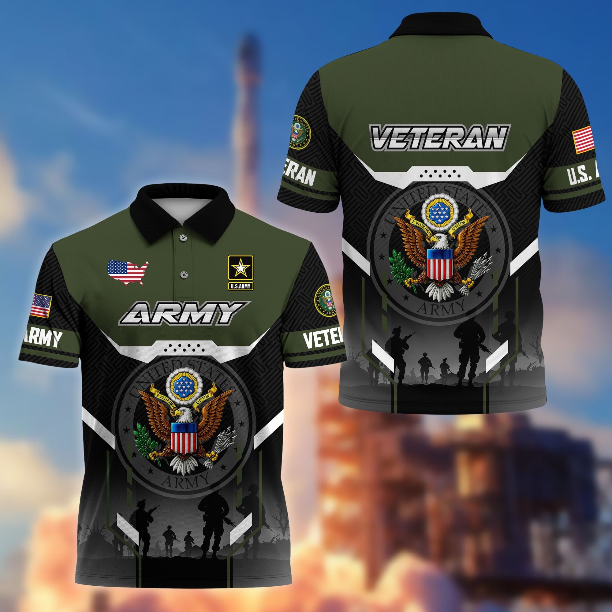 Premium US Veterans Polo Shirt, Gifts For US Veterans, Gifts On Father's Day, Veterans Day.