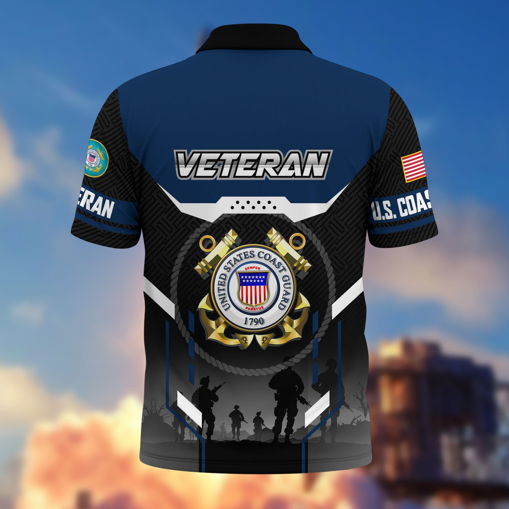 Premium US Veterans Polo Shirt, Gifts For US Veterans, Gifts On Father's Day, Veterans Day.