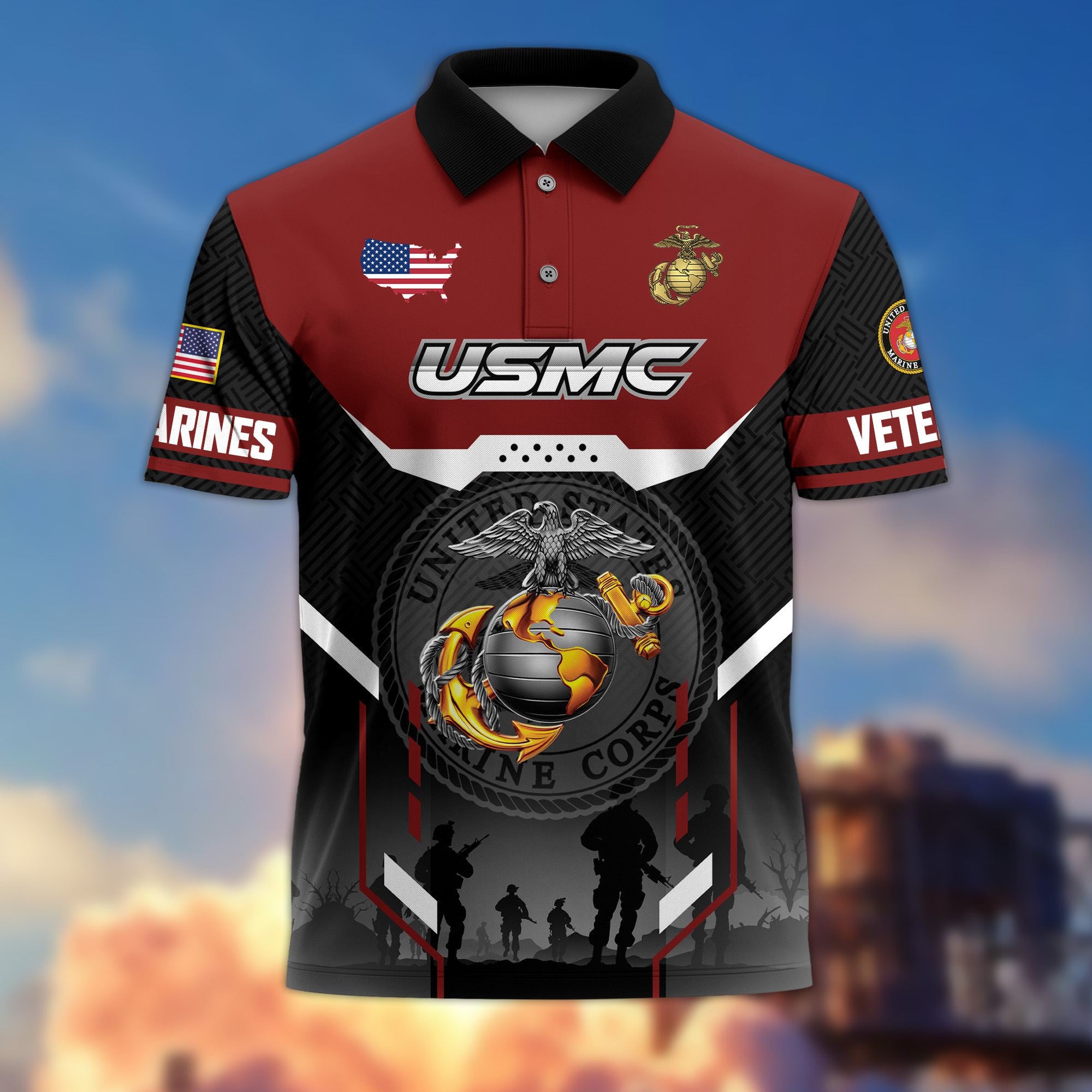 Premium US Veterans Polo Shirt, Gifts For US Veterans, Gifts On Father's Day, Veterans Day.