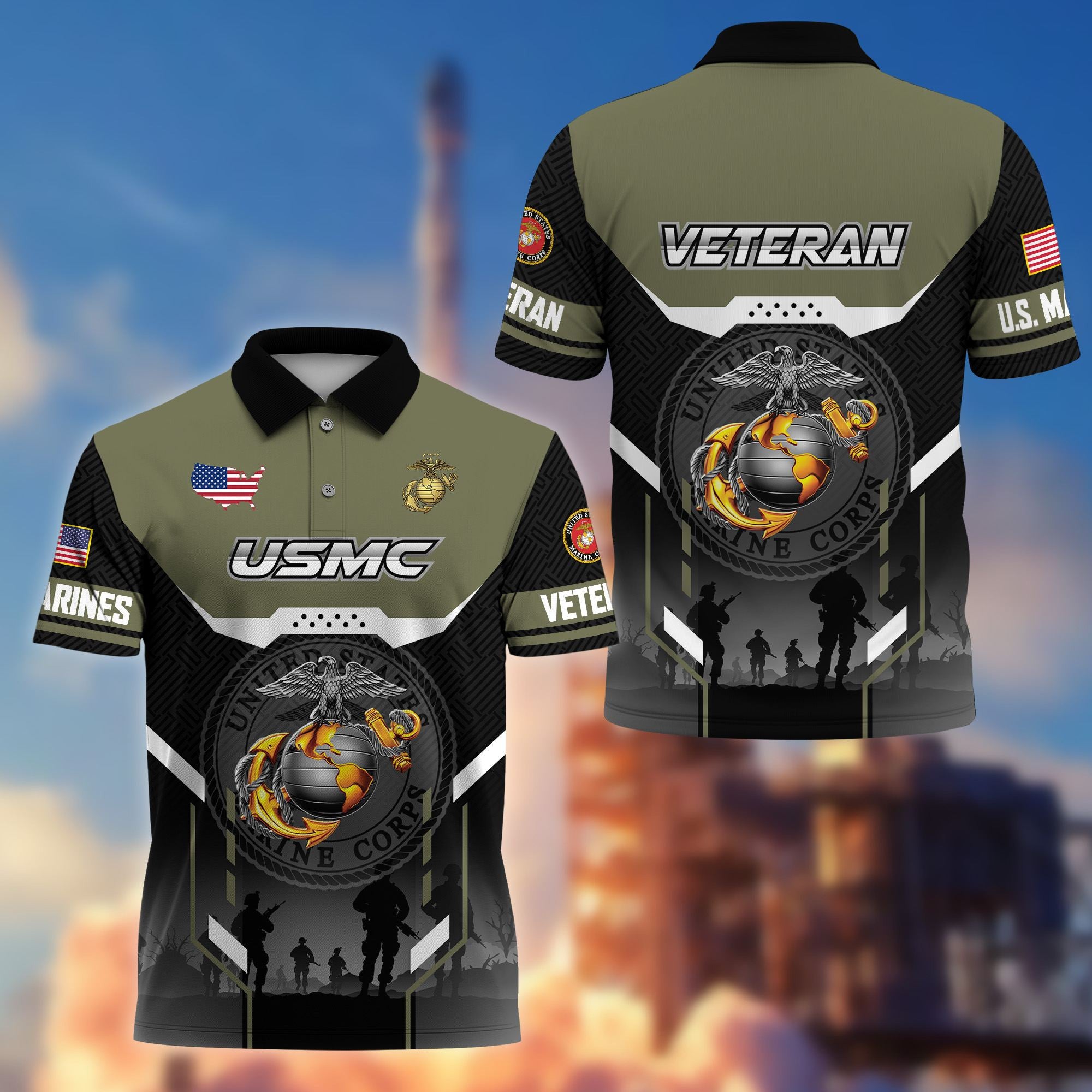 Premium US Veterans Polo Shirt, Gifts For US Veterans, Gifts On Father's Day, Veterans Day.