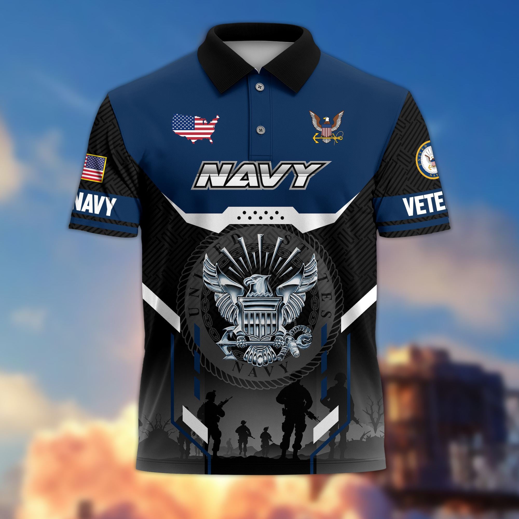 Premium US Veterans Polo Shirt, Gifts For US Veterans, Gifts On Father's Day, Veterans Day.