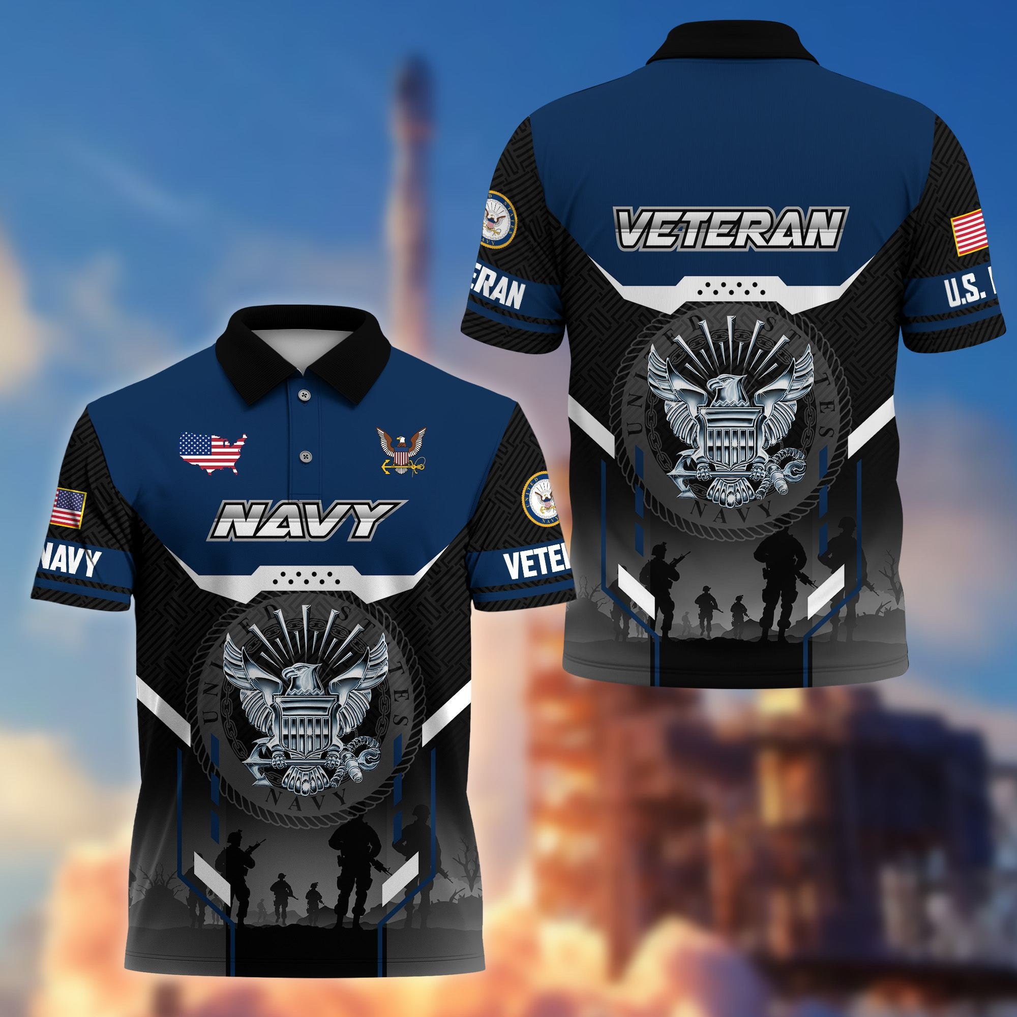Premium US Veterans Polo Shirt, Gifts For US Veterans, Gifts On Father's Day, Veterans Day.