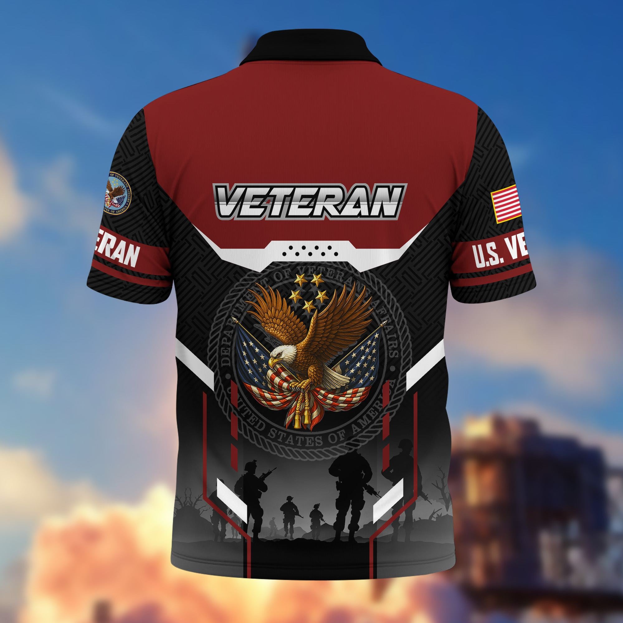 Premium US Veterans Polo Shirt, Gifts For US Veterans, Gifts On Father's Day, Veterans Day.