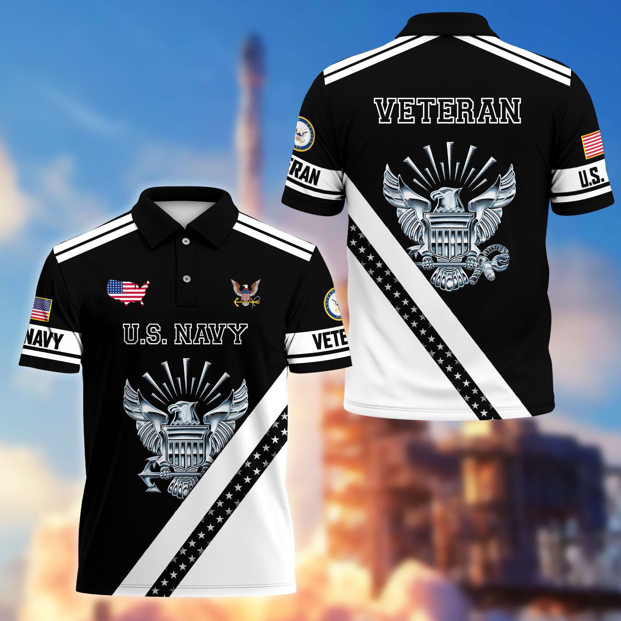 Premium US Veterans Polo Shirt, Gifts For US Veterans, Gifts On Father's Day, Veterans Day.