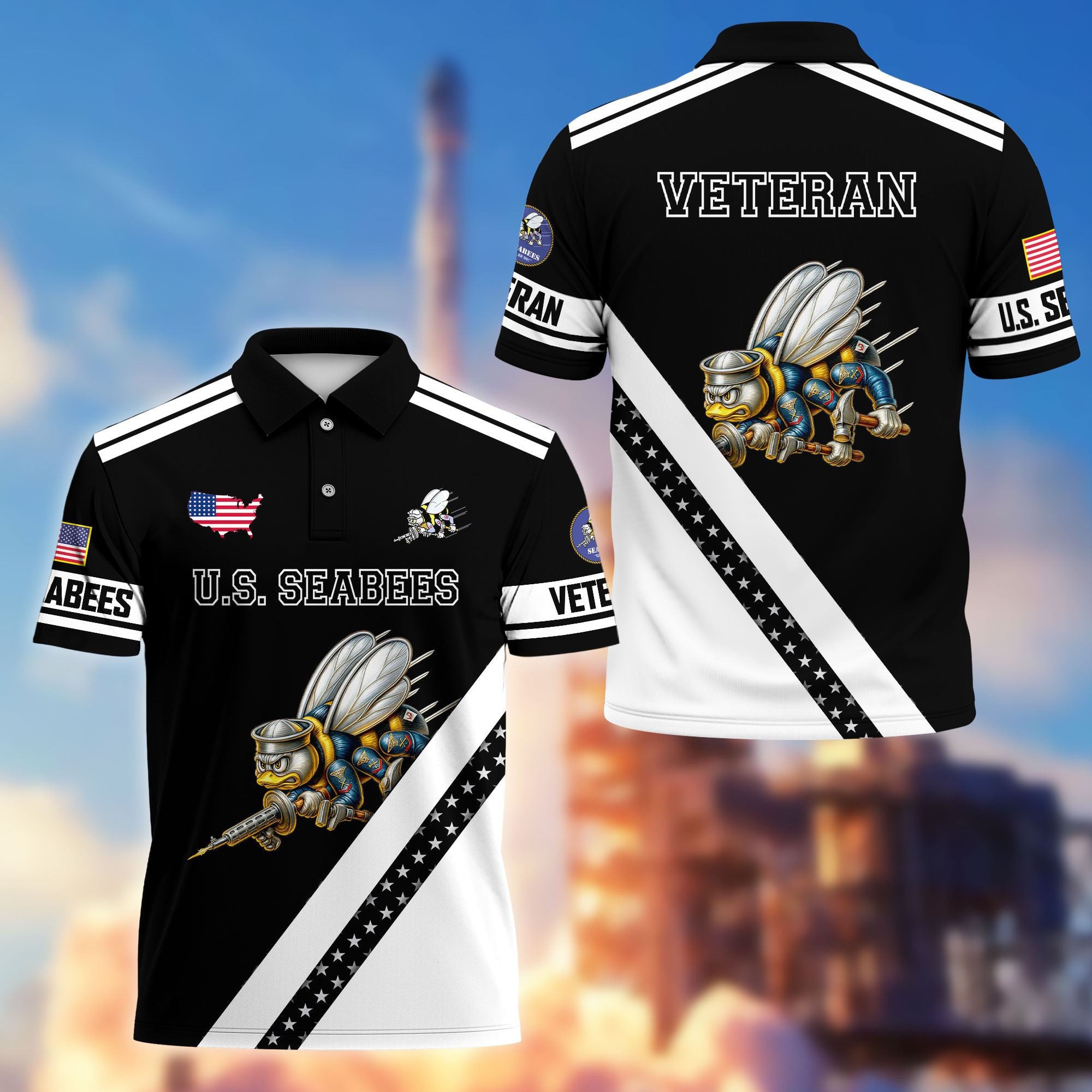Premium US Veterans Polo Shirt, Gifts For US Veterans, Gifts On Father's Day, Veterans Day.