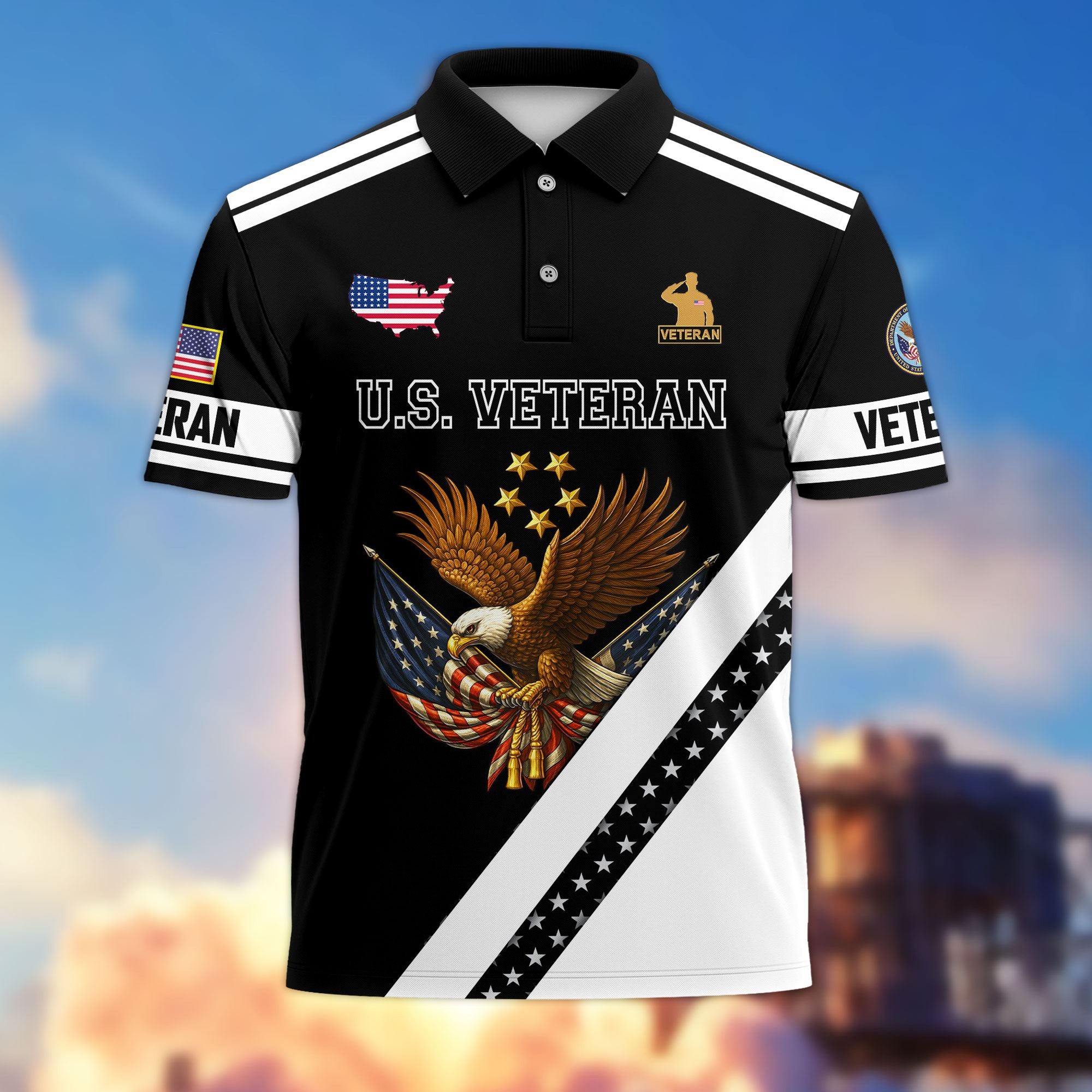 Premium US Veterans Polo Shirt, Gifts For US Veterans, Gifts On Father's Day, Veterans Day.