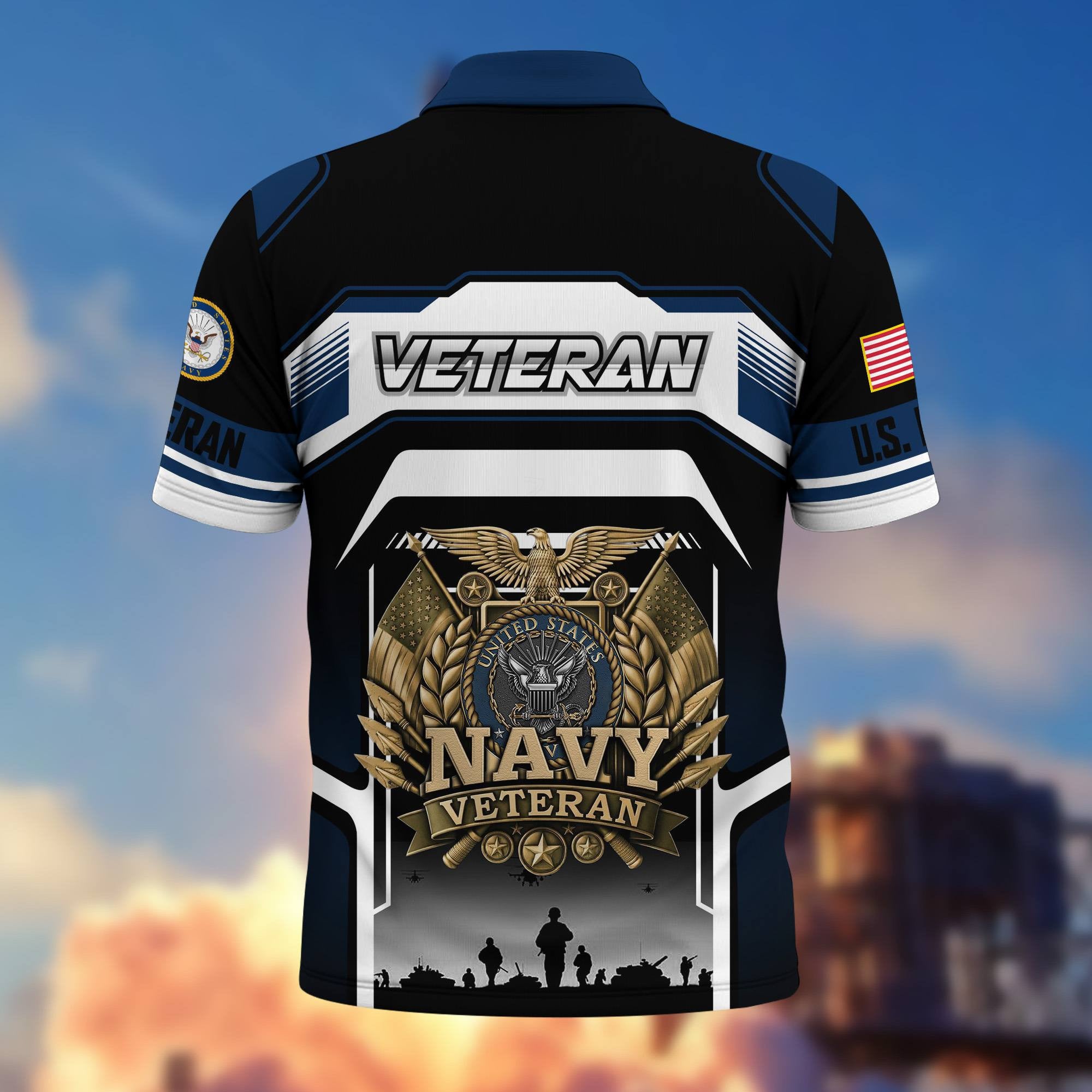 Premium US Veterans Polo Shirt, Gifts For US Veterans, Gifts On Father's Day, Veterans Day.