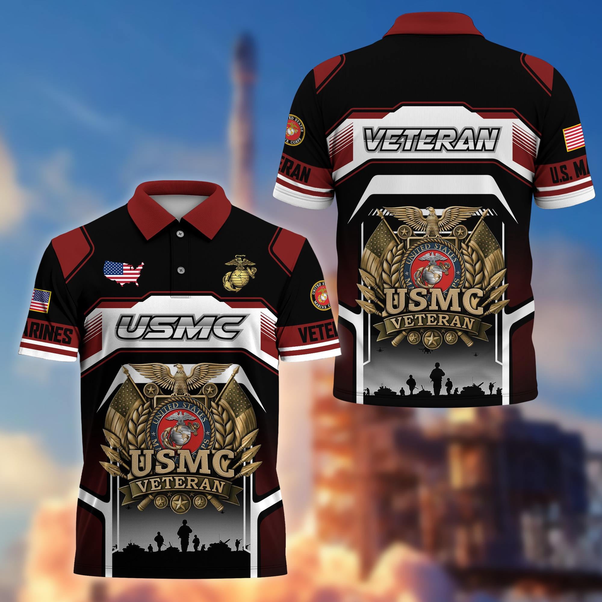 Premium US Veterans Polo Shirt, Gifts For US Veterans, Gifts On Father's Day, Veterans Day.