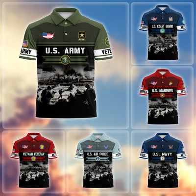 Premium US Veterans Polo Shirt, Gifts For US Veterans, Gifts On Father's Day, Veterans Day.