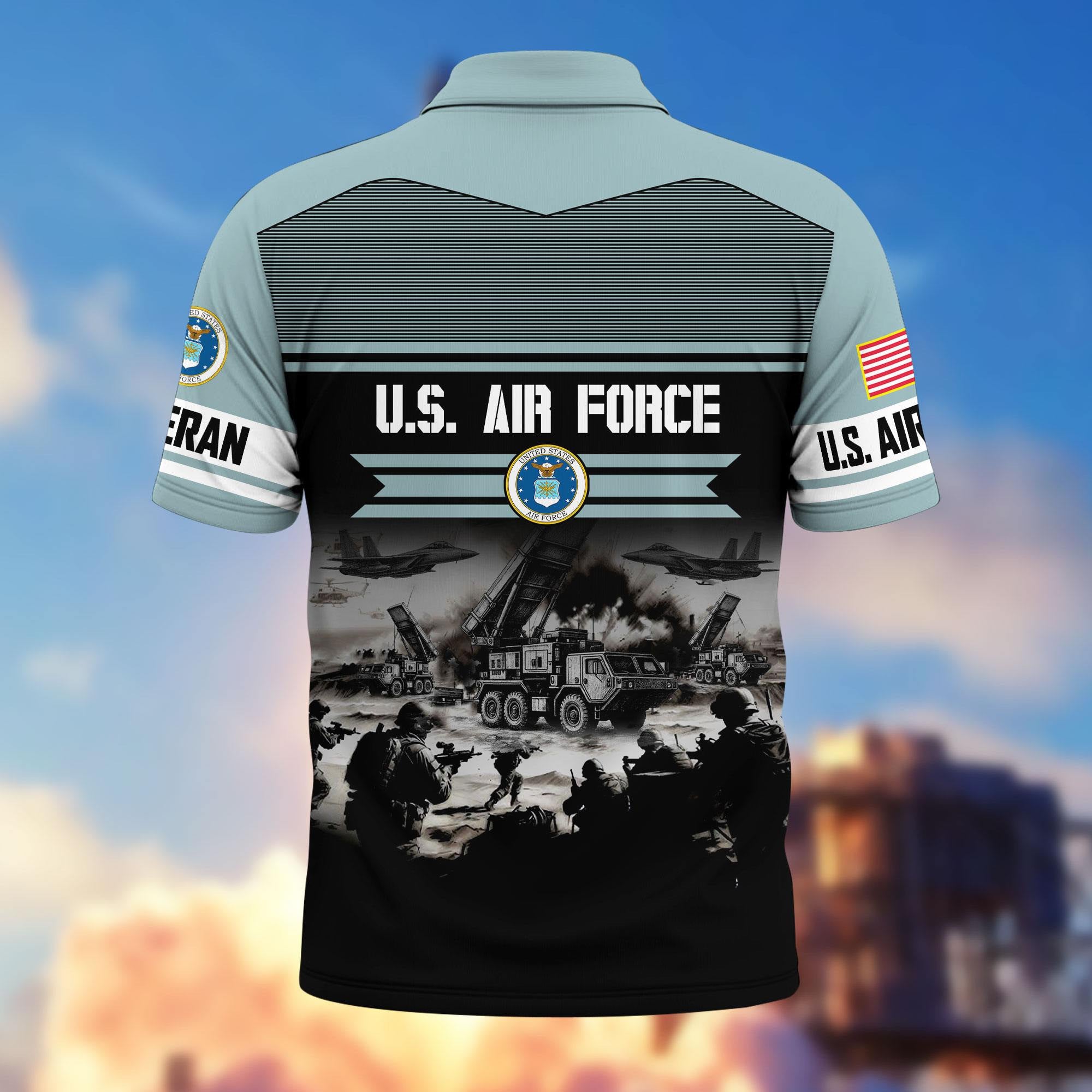 Premium US Veterans Polo Shirt, Gifts For US Veterans, Gifts On Father's Day, Veterans Day.