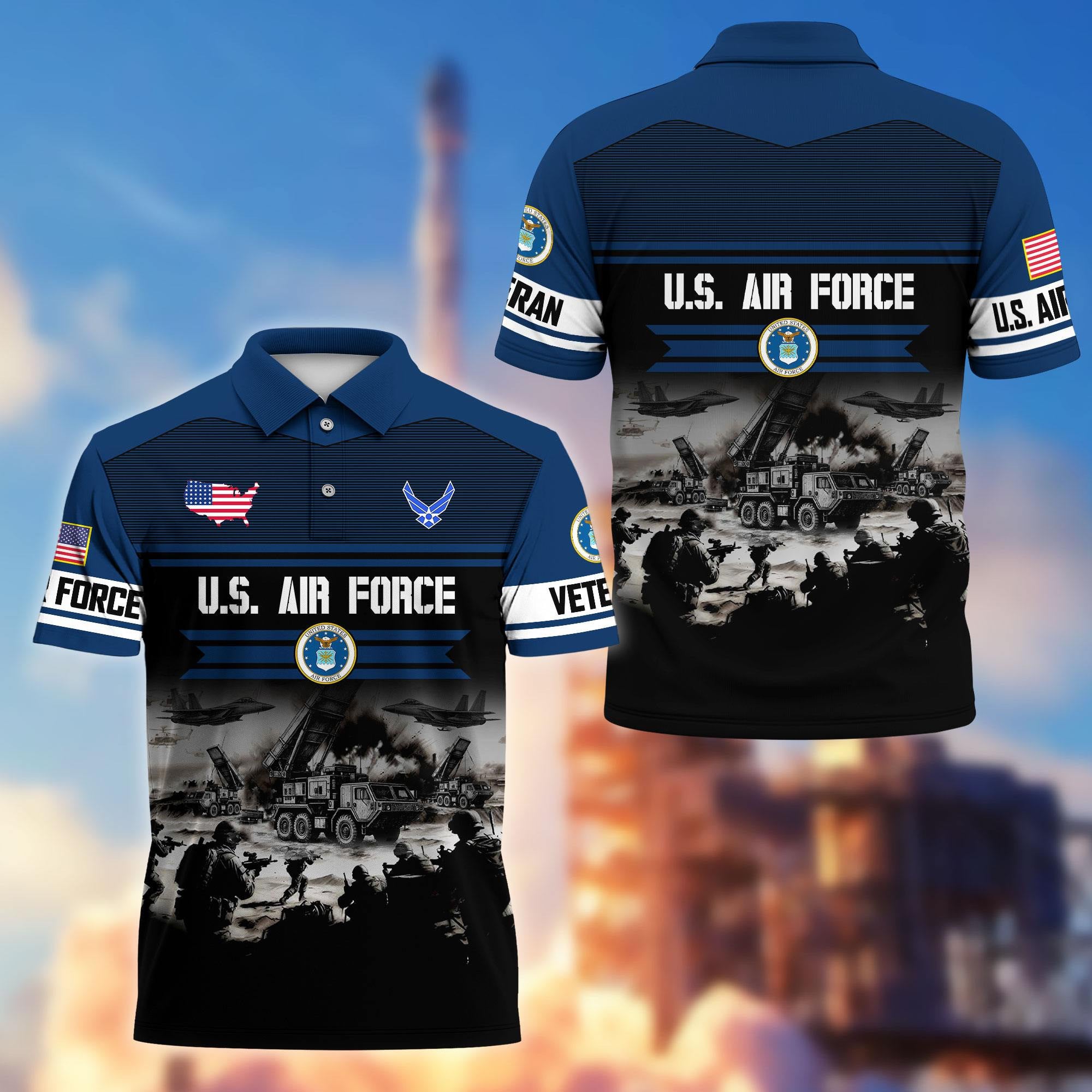 Premium US Veterans Polo Shirt, Gifts For US Veterans, Gifts On Father's Day, Veterans Day.