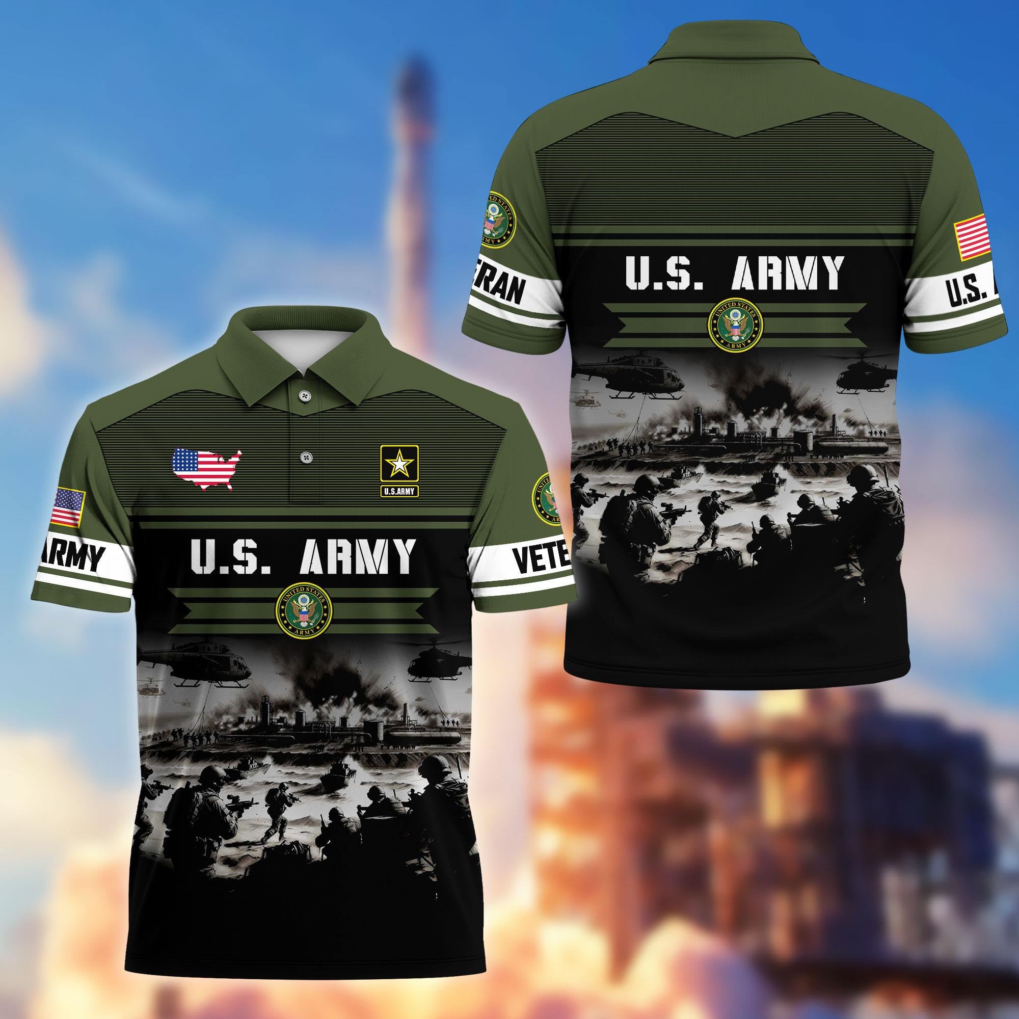 Premium US Veterans Polo Shirt, Gifts For US Veterans, Gifts On Father's Day, Veterans Day.