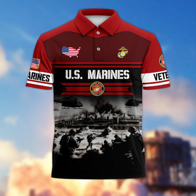 Premium US Veterans Polo Shirt, Gifts For US Veterans, Gifts On Father's Day, Veterans Day.