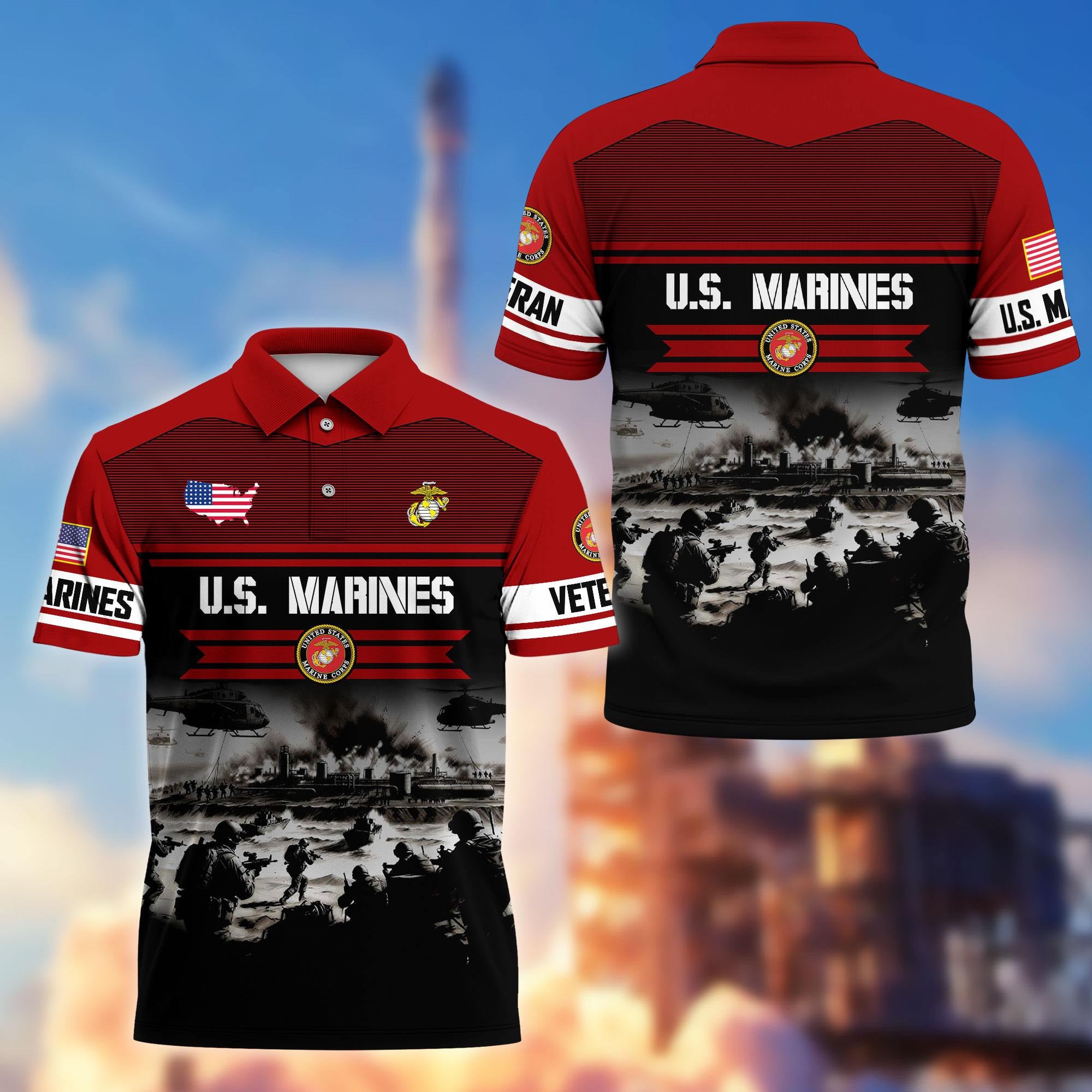 Premium US Veterans Polo Shirt, Gifts For US Veterans, Gifts On Father's Day, Veterans Day.