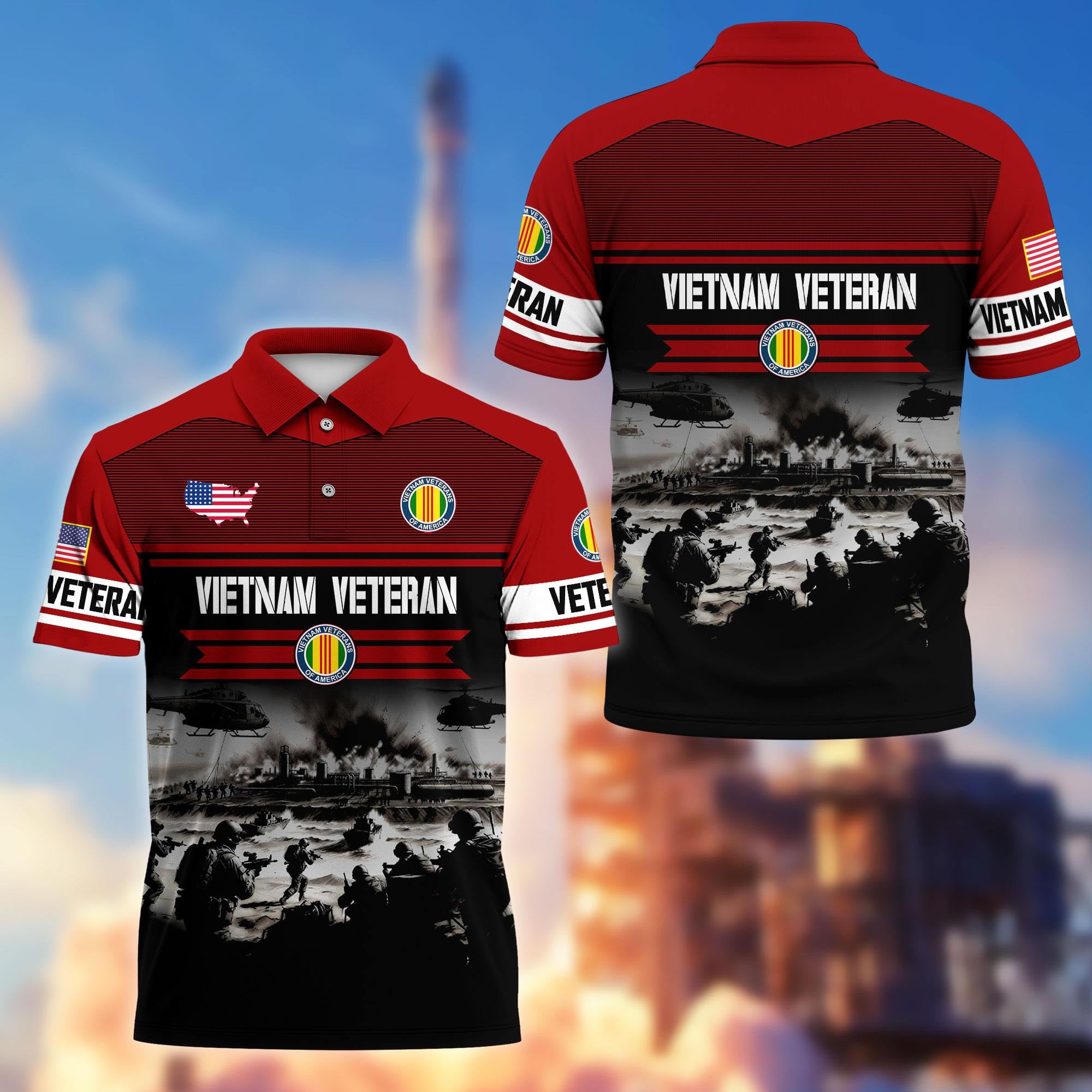 Premium US Veterans Polo Shirt, Gifts For US Veterans, Gifts On Father's Day, Veterans Day.