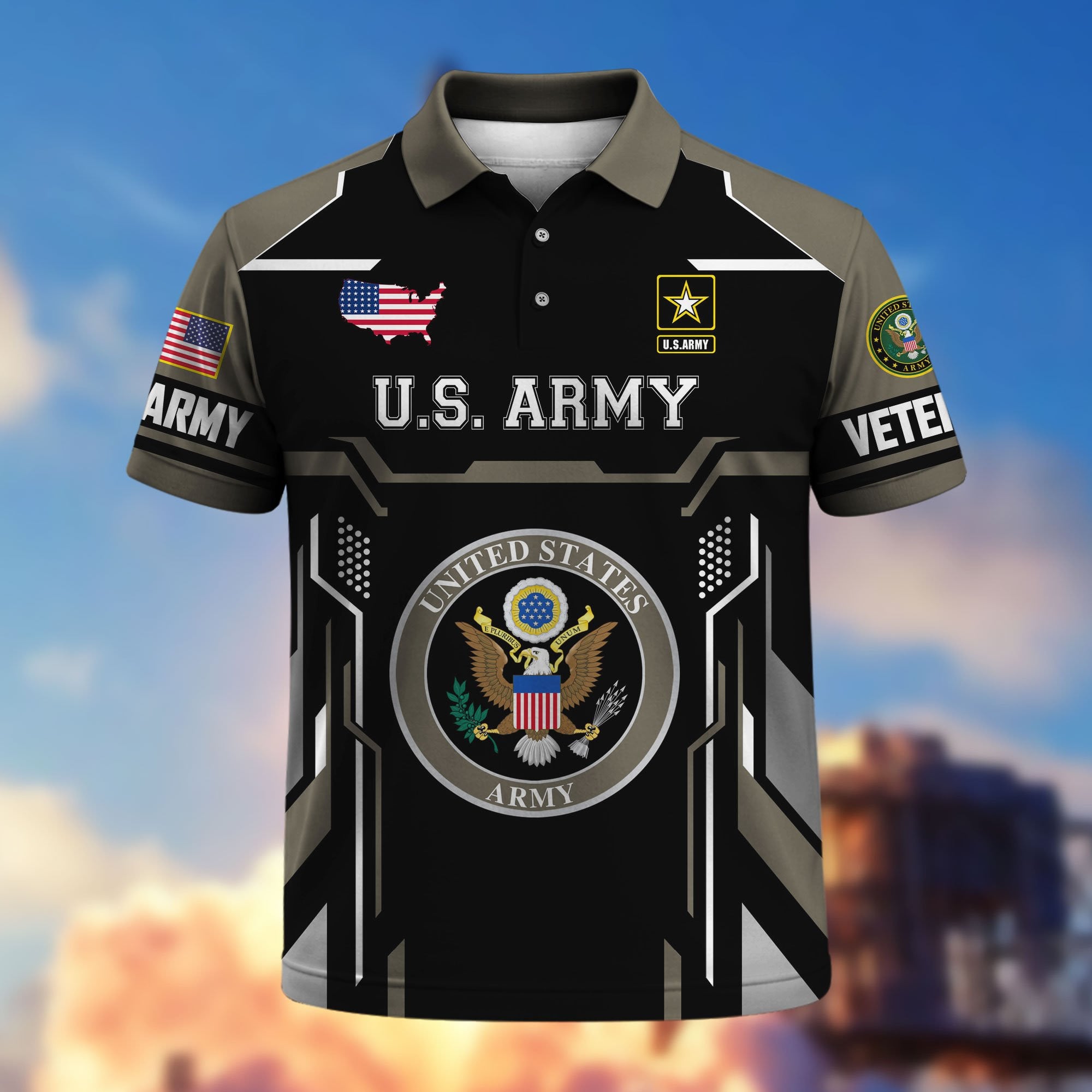 Premium US Veterans Polo Shirt, Gifts For US Veterans, Gifts On Father's Day, Veterans Day.