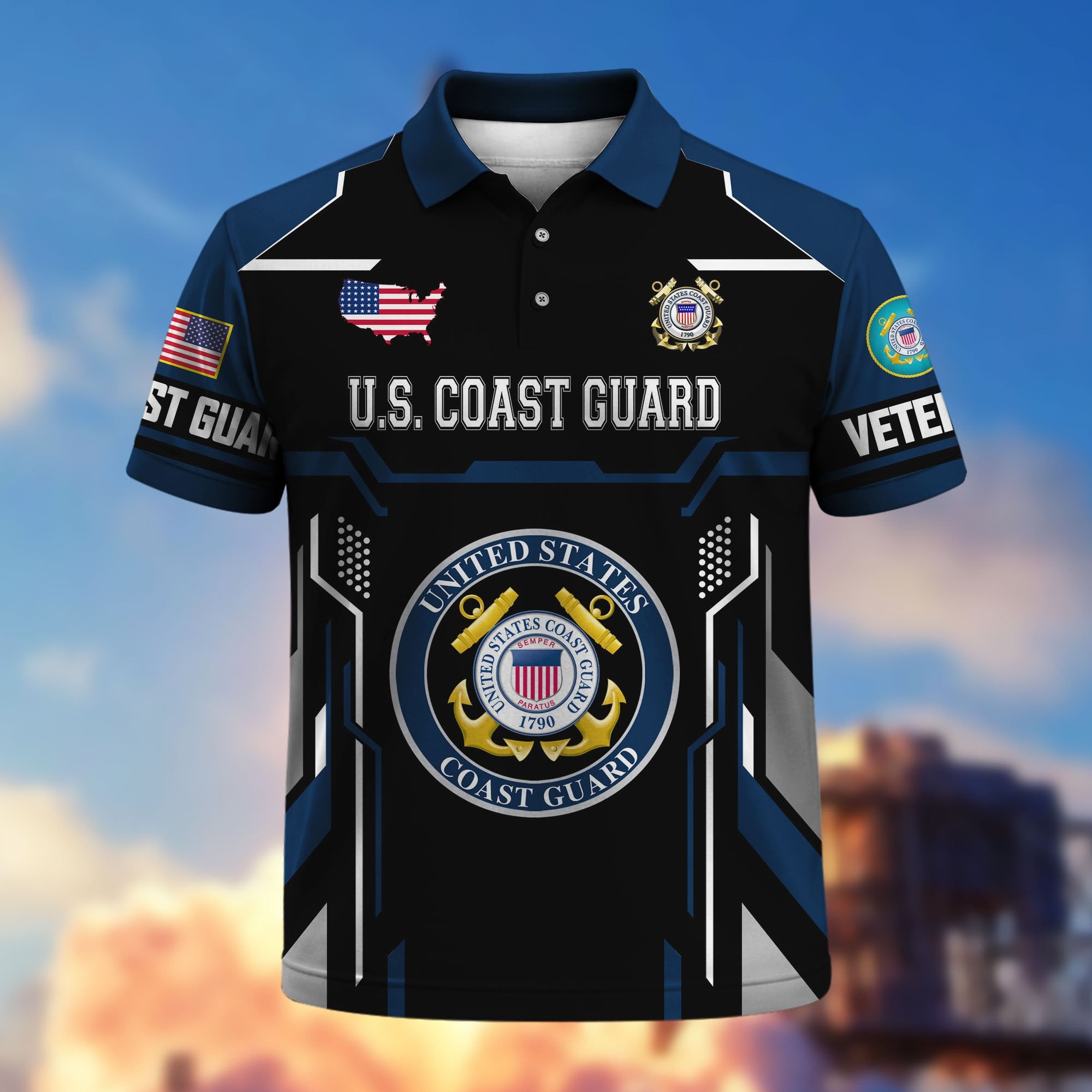 Premium US Veterans Polo Shirt, Gifts For US Veterans, Gifts On Father's Day, Veterans Day.