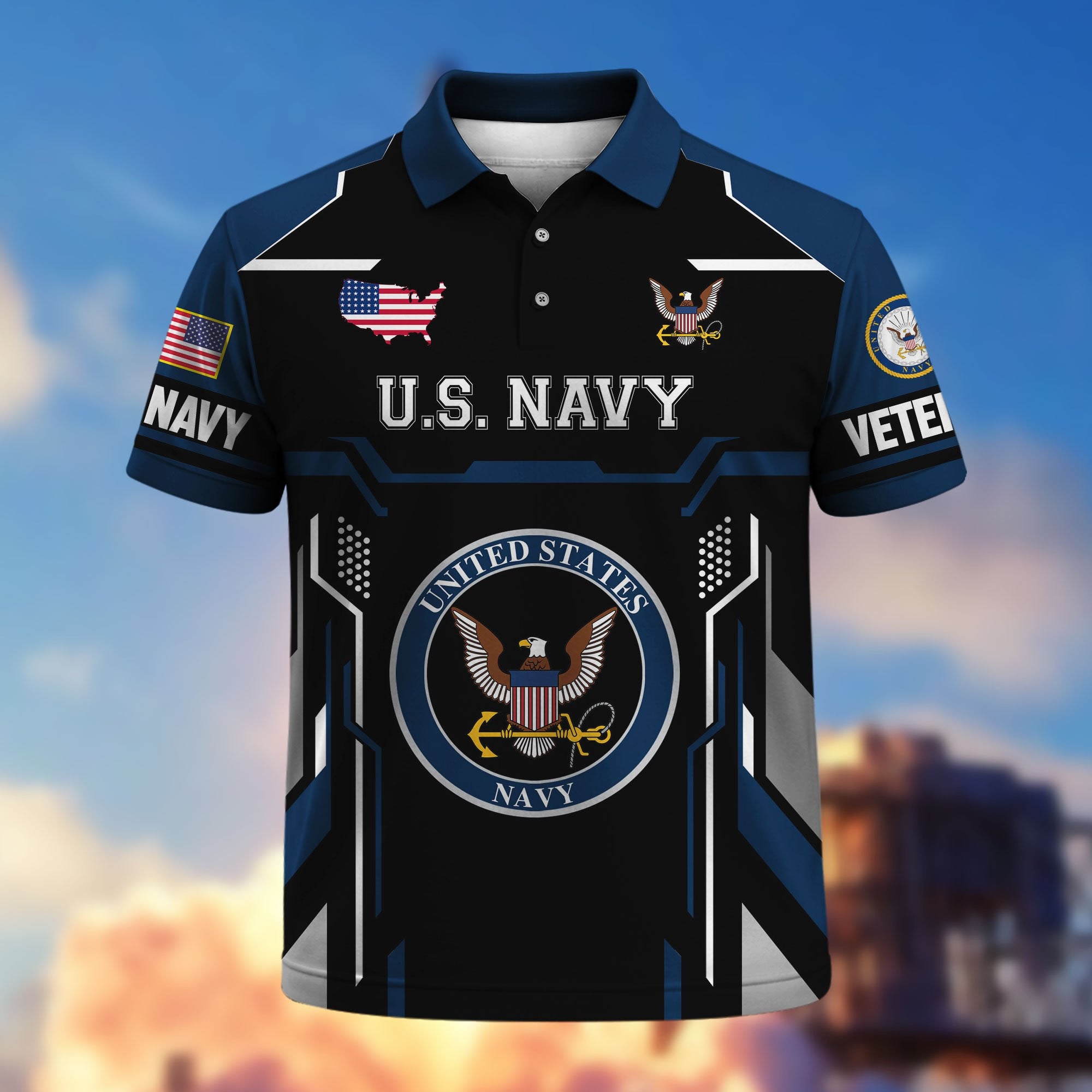 Premium US Veterans Polo Shirt, Gifts For US Veterans, Gifts On Father's Day, Veterans Day.