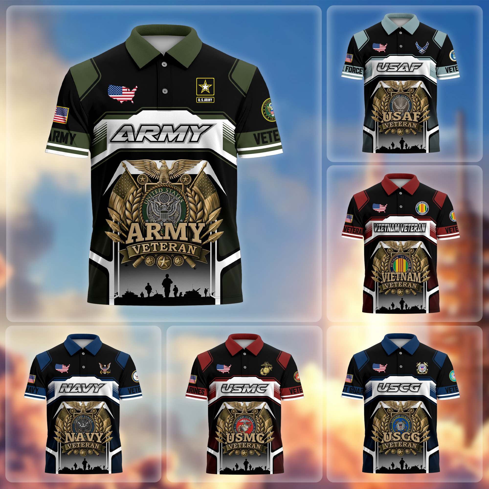 Premium US Veterans Polo Shirt, Gifts For US Veterans, Gifts On Father's Day, Veterans Day.