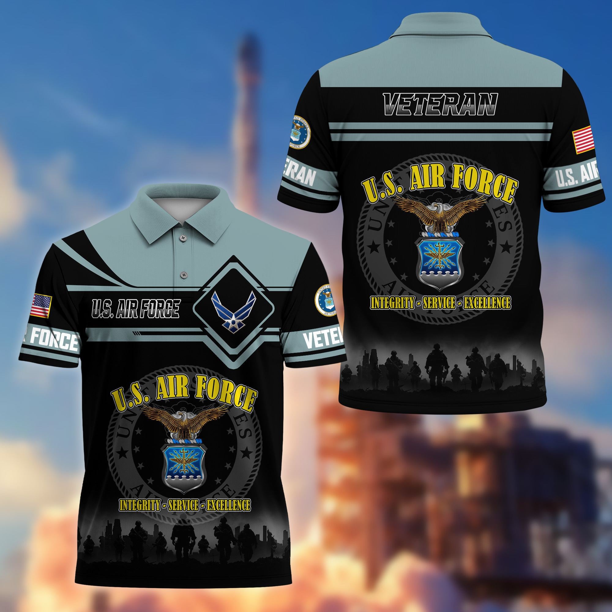 Premium US Veterans Polo Shirt, Gifts For US Veterans, Gifts On Father's Day, Veterans Day.