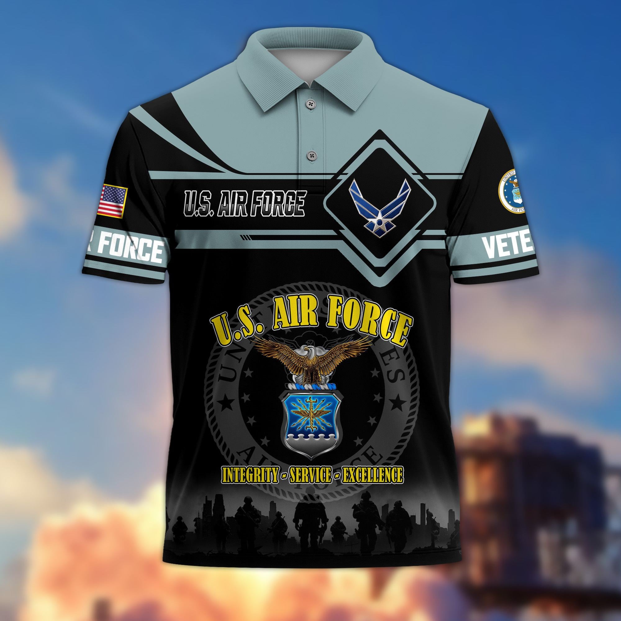 Premium US Veterans Polo Shirt, Gifts For US Veterans, Gifts On Father's Day, Veterans Day.