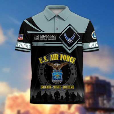 Premium US Veterans Polo Shirt, Gifts For US Veterans, Gifts On Father's Day, Veterans Day.