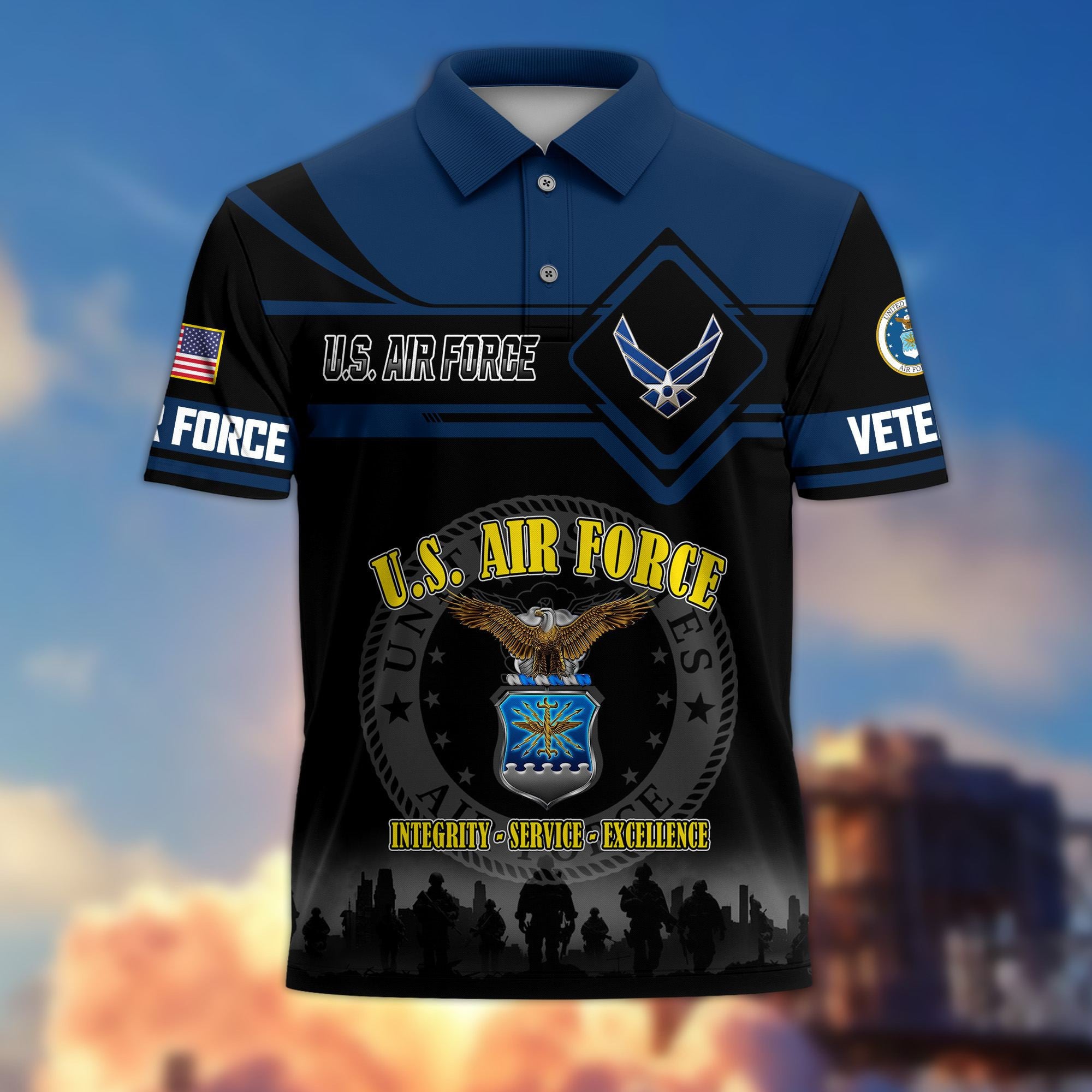 Premium US Veterans Polo Shirt, Gifts For US Veterans, Gifts On Father's Day, Veterans Day.