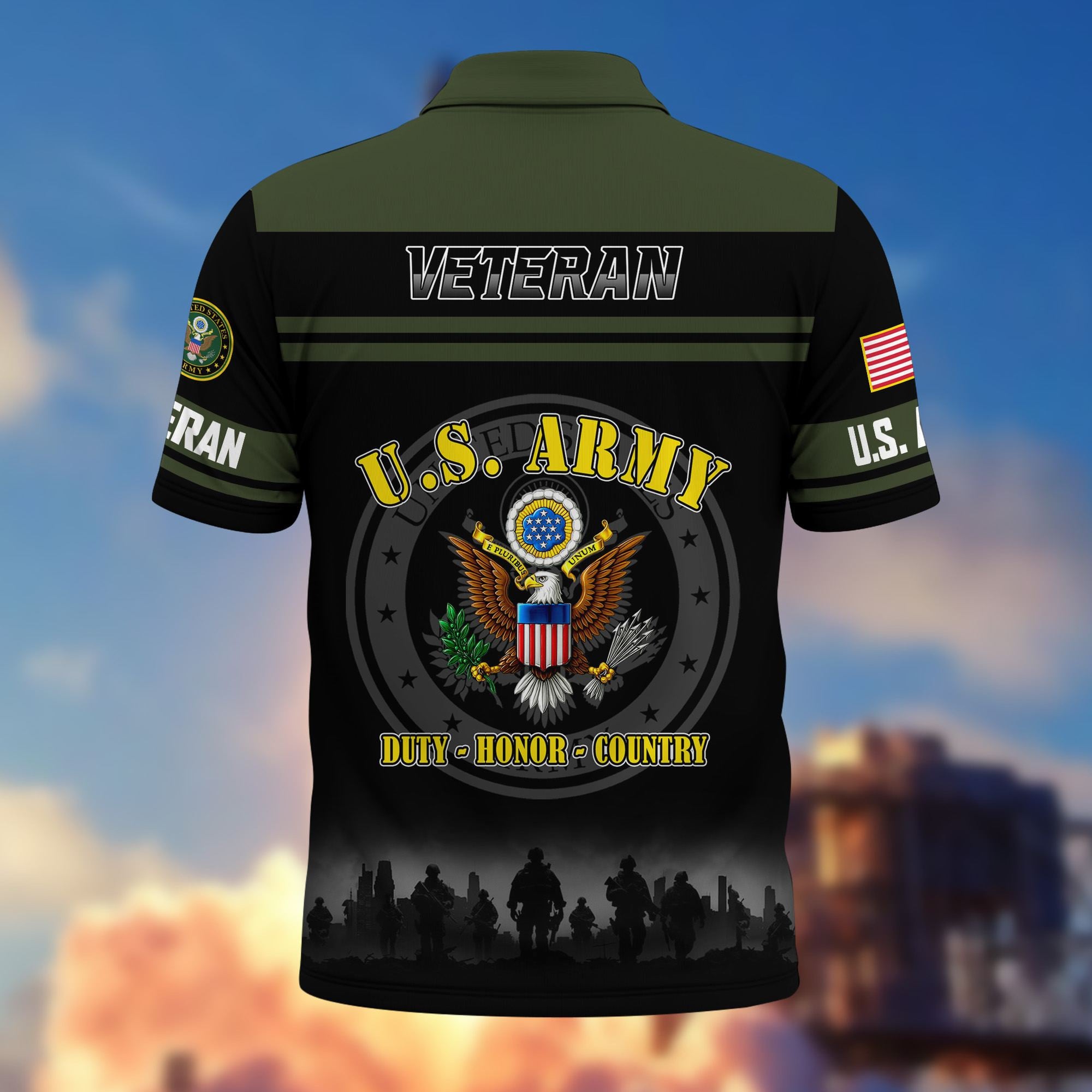 Premium US Veterans Polo Shirt, Gifts For US Veterans, Gifts On Father's Day, Veterans Day.