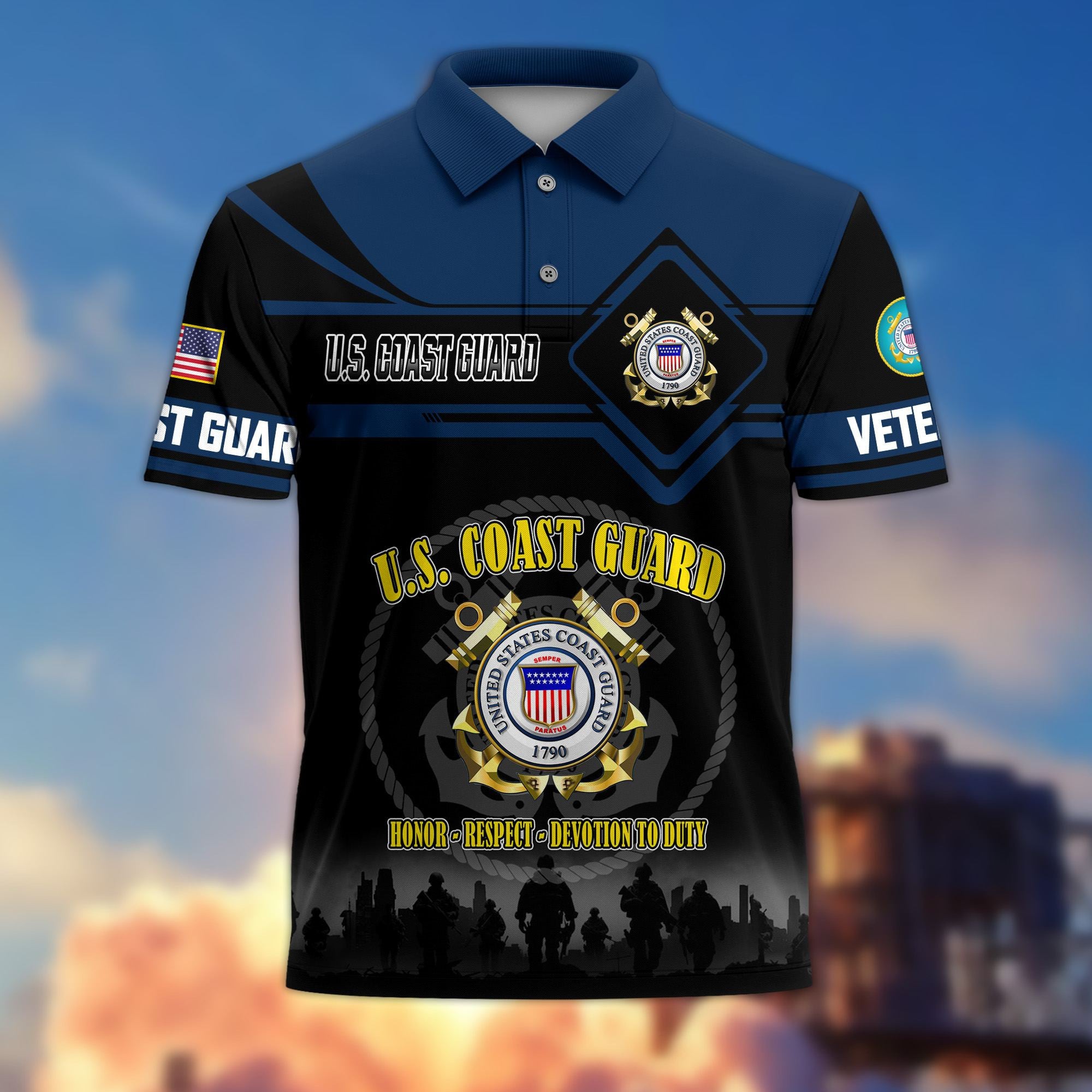 Premium US Veterans Polo Shirt, Gifts For US Veterans, Gifts On Father's Day, Veterans Day.