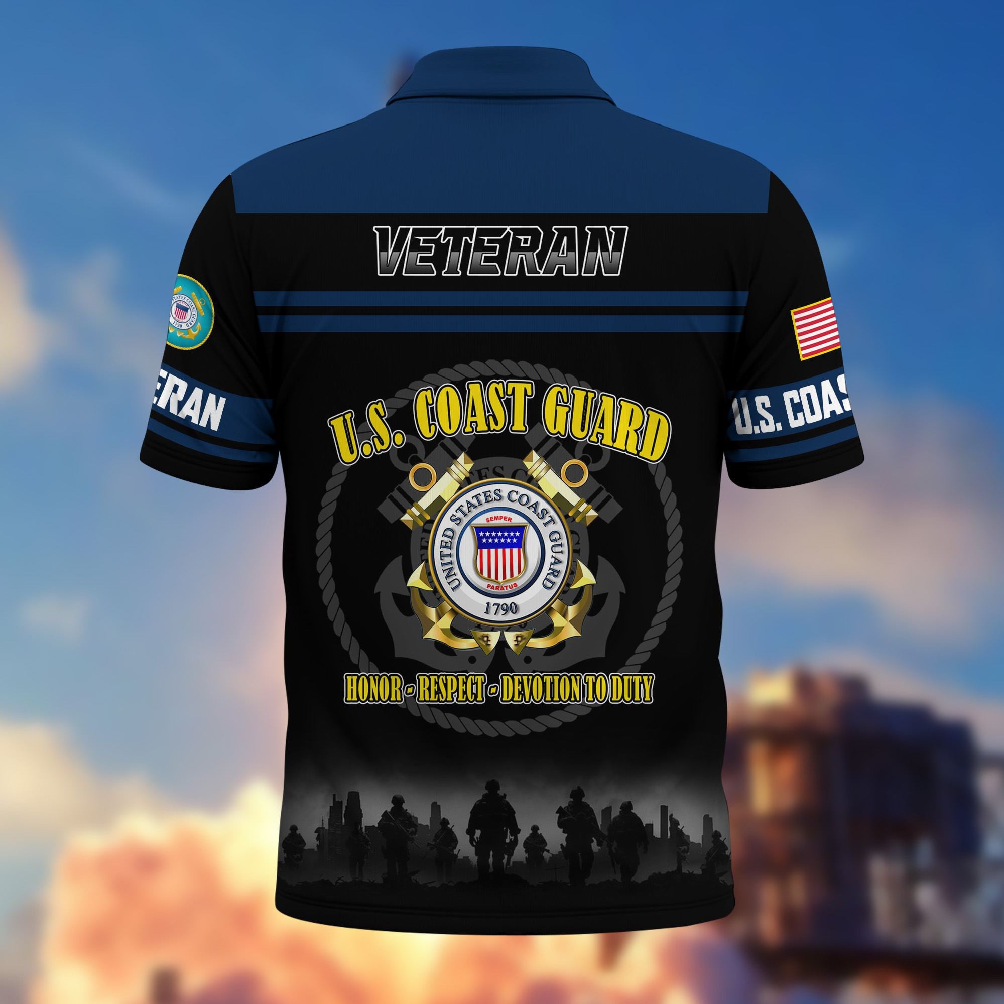 Premium US Veterans Polo Shirt, Gifts For US Veterans, Gifts On Father's Day, Veterans Day.