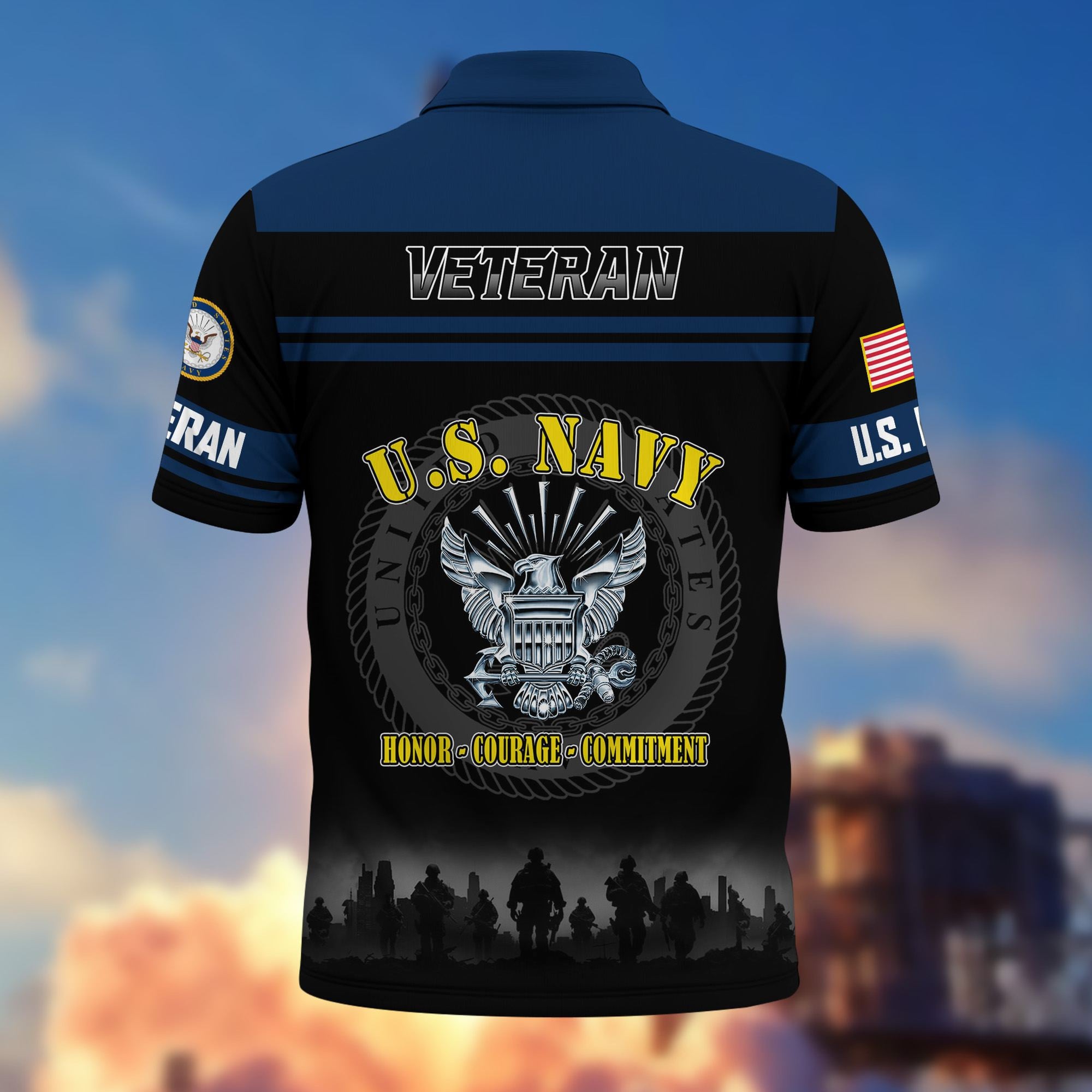 Premium US Veterans Polo Shirt, Gifts For US Veterans, Gifts On Father's Day, Veterans Day.