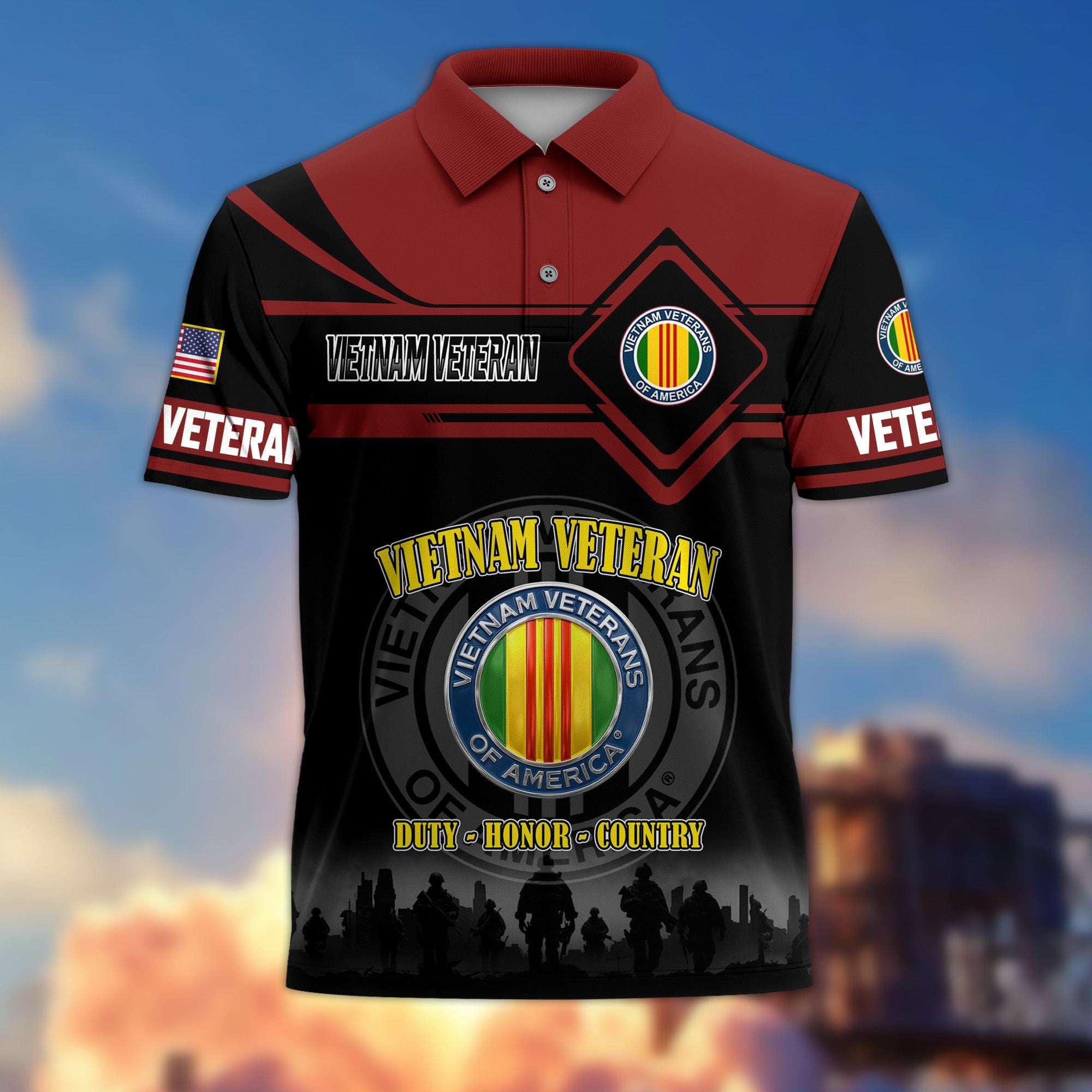 Premium US Veterans Polo Shirt, Gifts For US Veterans, Gifts On Father's Day, Veterans Day.