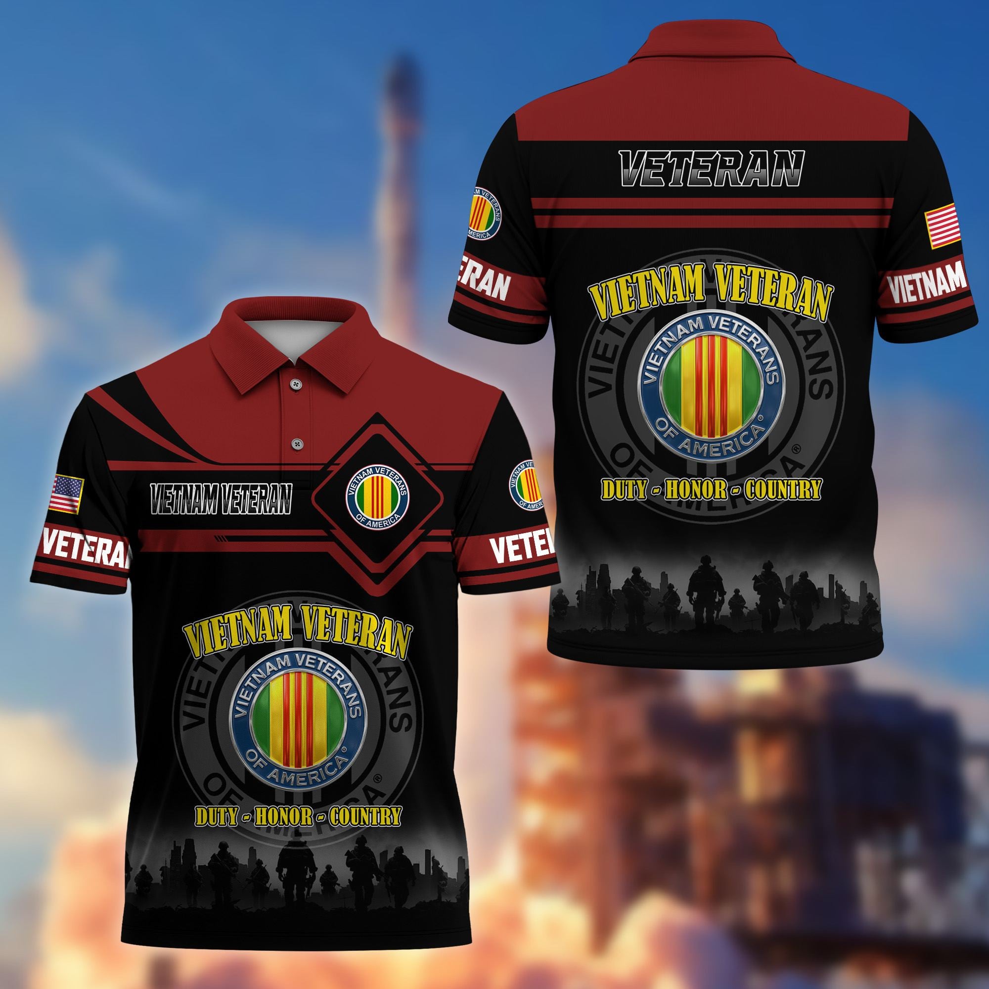 Premium US Veterans Polo Shirt, Gifts For US Veterans, Gifts On Father's Day, Veterans Day.