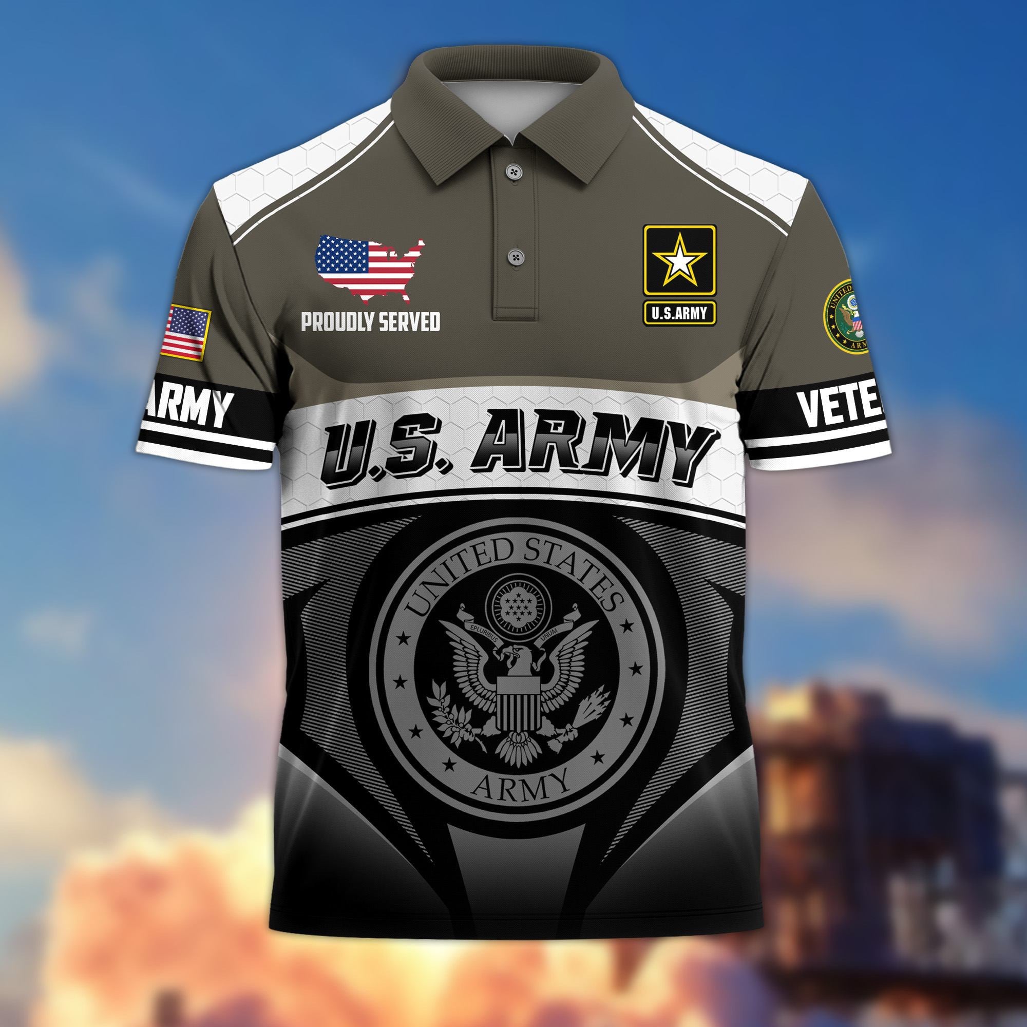 Premium US Veterans Polo Shirt, Gifts For US Veterans, Gifts On Father's Day, Veterans Day.
