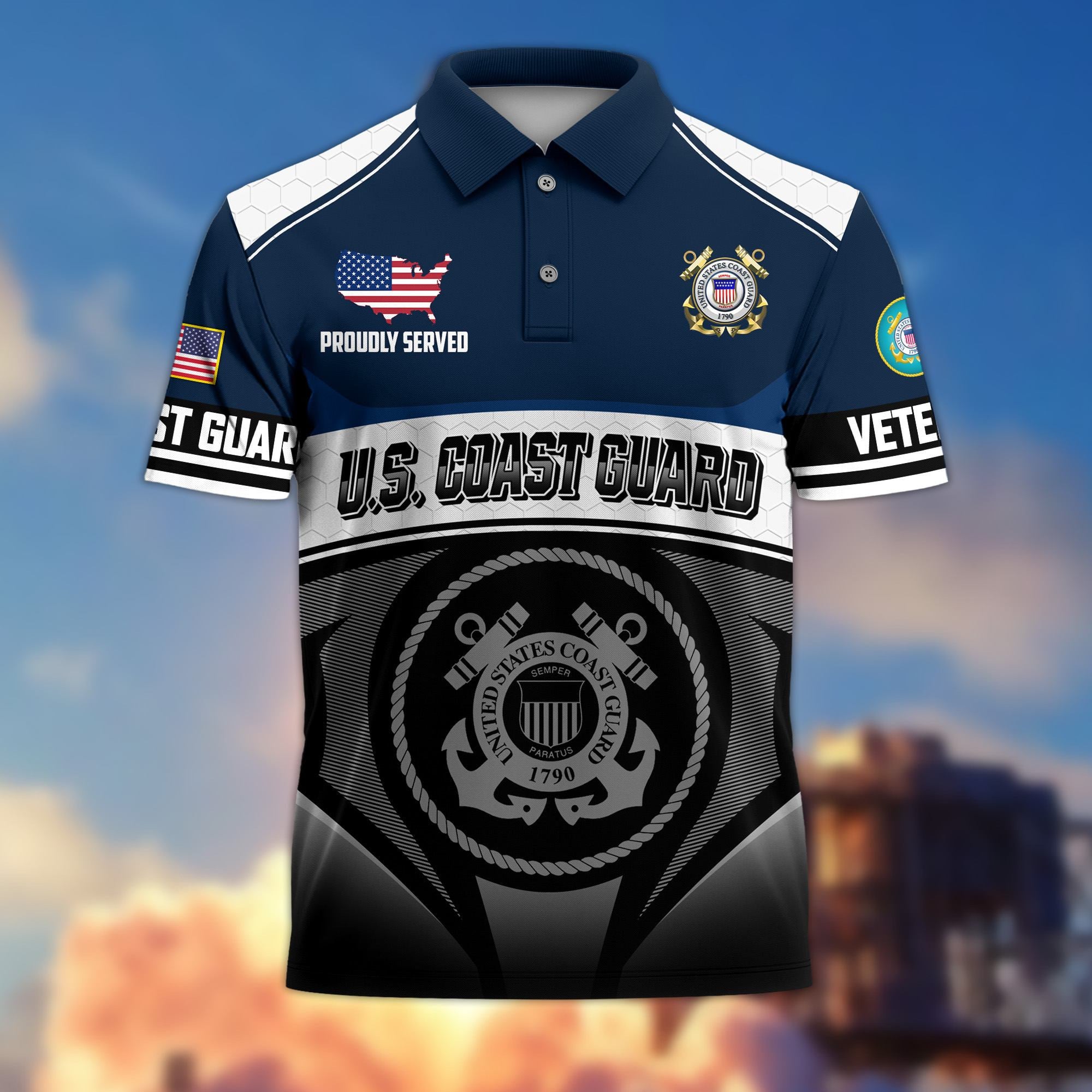 Premium US Veterans Polo Shirt, Gifts For US Veterans, Gifts On Father's Day, Veterans Day.