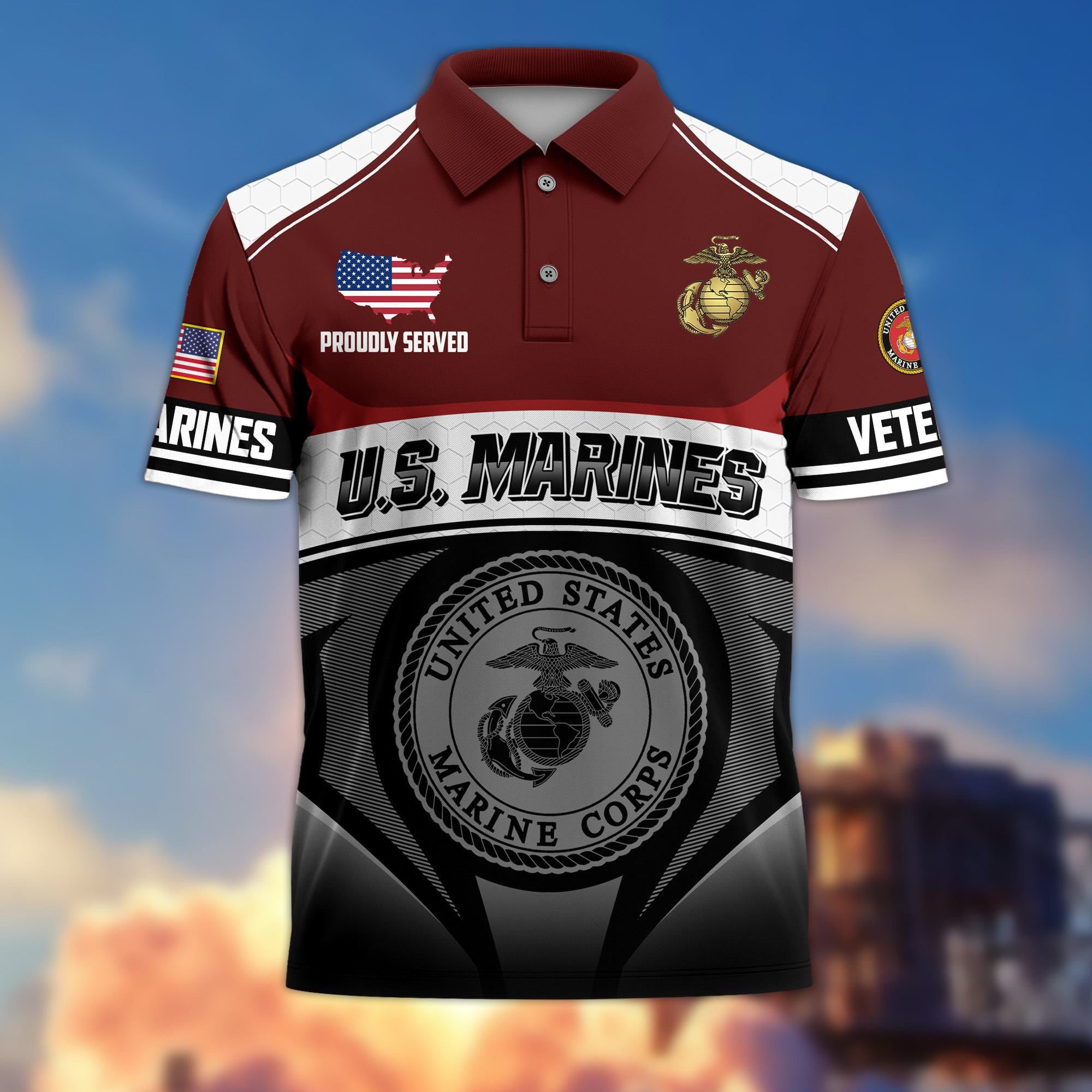 Premium US Veterans Polo Shirt, Gifts For US Veterans, Gifts On Father's Day, Veterans Day.