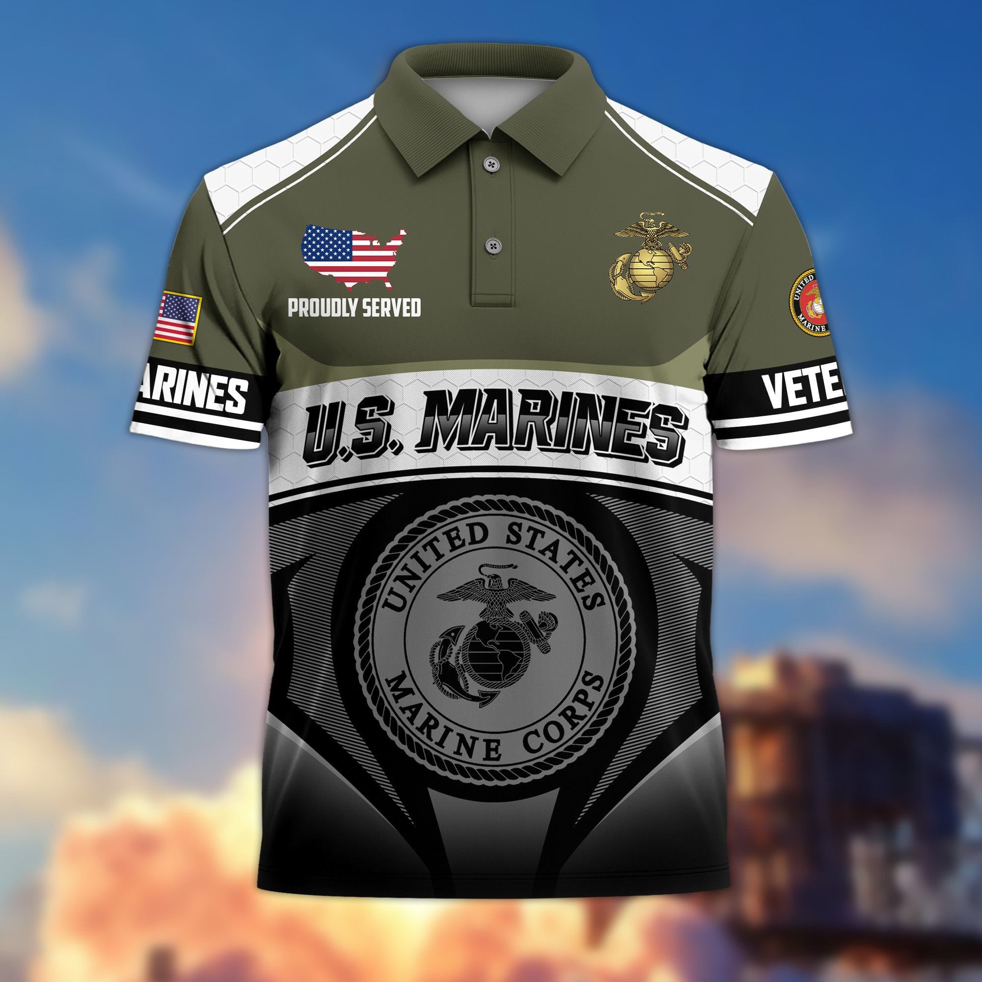 Premium US Veterans Polo Shirt, Gifts For US Veterans, Gifts On Father's Day, Veterans Day.