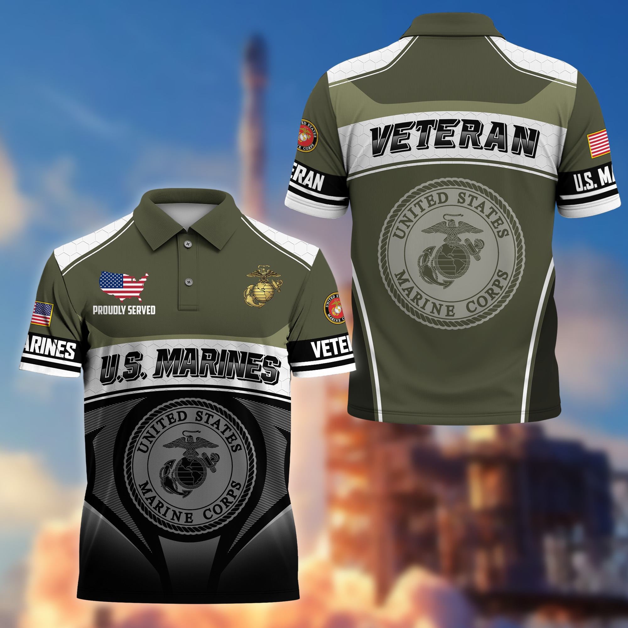 Premium US Veterans Polo Shirt, Gifts For US Veterans, Gifts On Father's Day, Veterans Day.