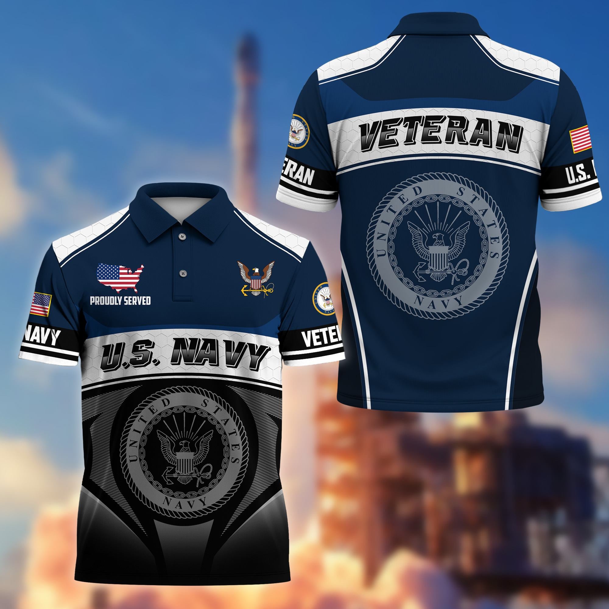 Premium US Veterans Polo Shirt, Gifts For US Veterans, Gifts On Father's Day, Veterans Day.